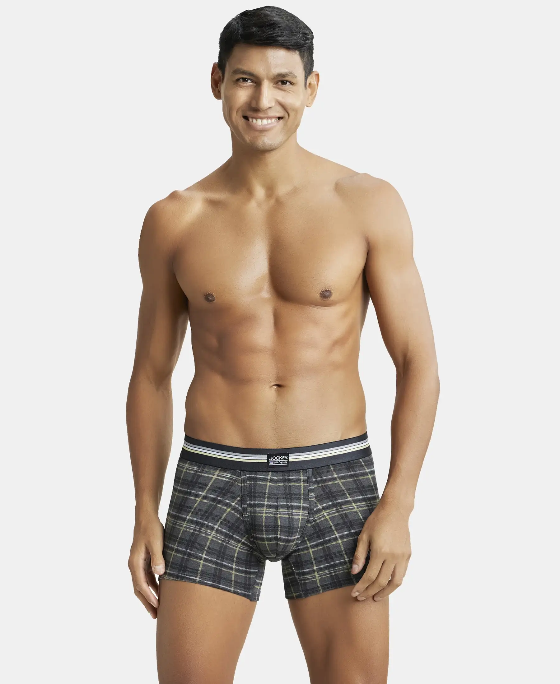 Super Combed Cotton Elastane Stretch Printed Trunk with Ultrasoft Waistband - Charcoal Melange Print (Pack of 2) - Image 9