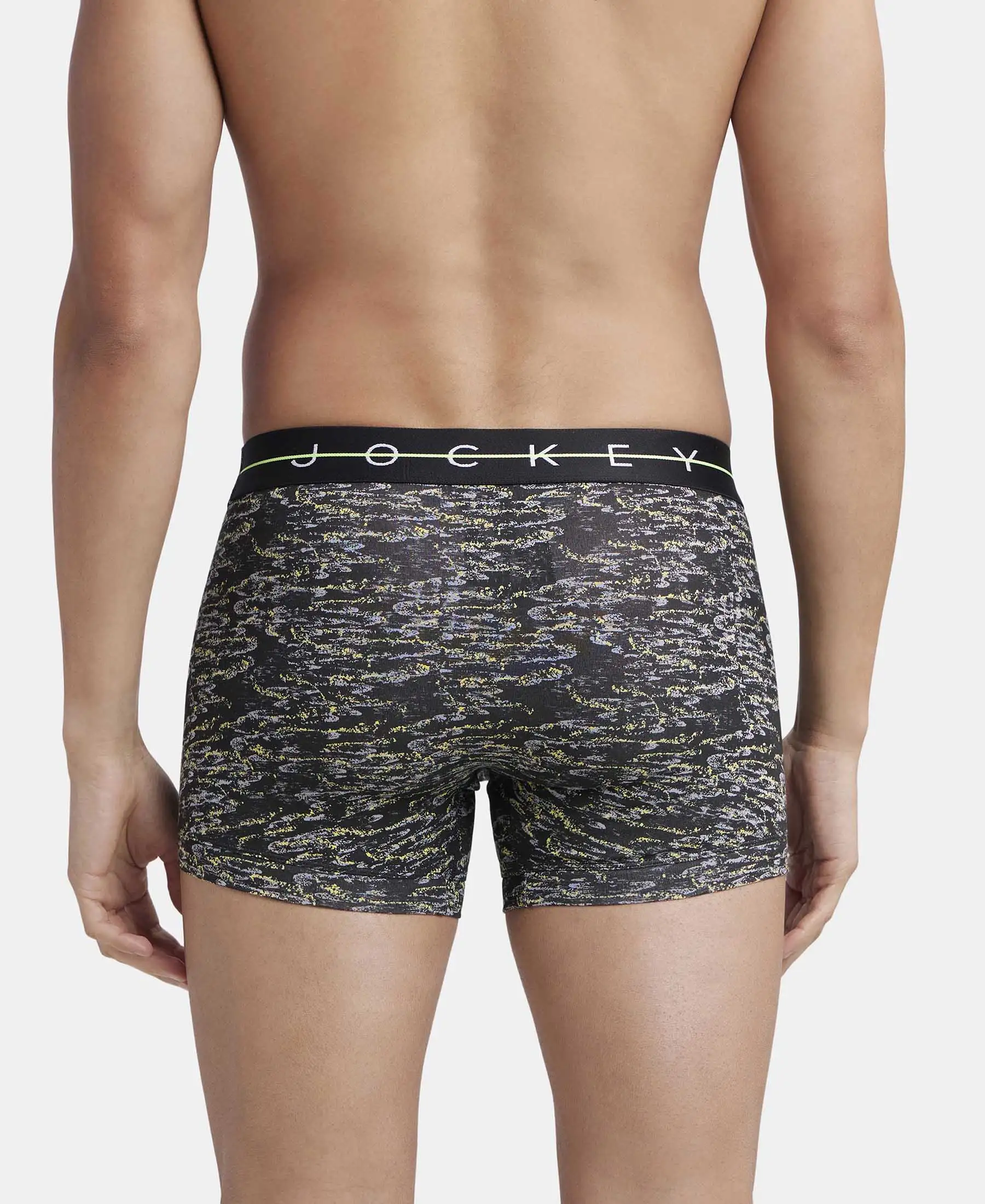 Super Combed Cotton Elastane Stretch Printed Trunk with Ultrasoft Waistband - White - Image 3