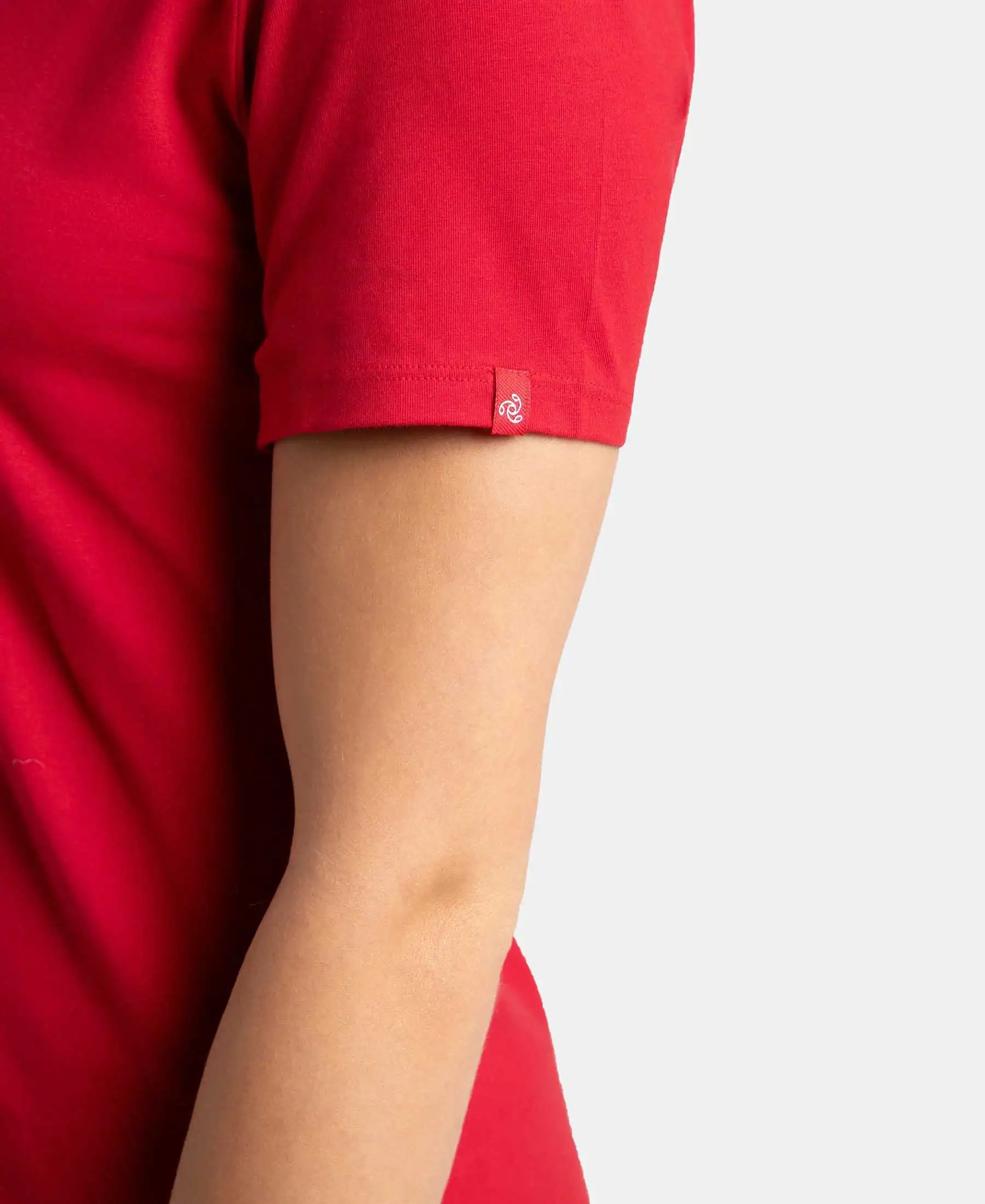 Super Combed Cotton Elastane Stretch Regular Fit Solid Round Neck Half Sleeve T-Shirt - Jester Red - Image 7