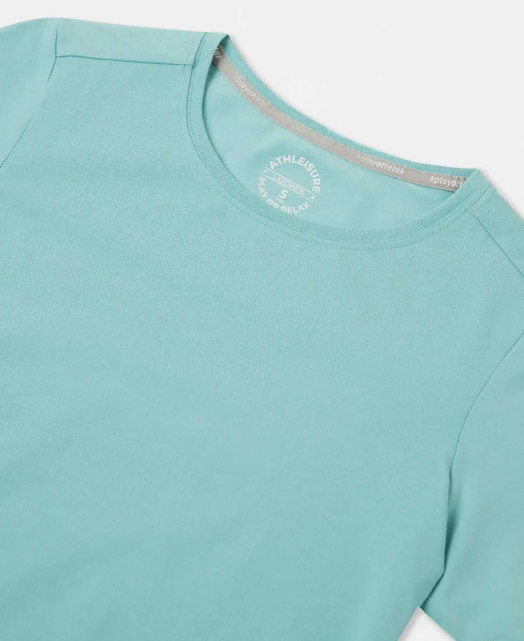 Super Combed Cotton Elastane Stretch Regular Fit Solid Round Neck Half Sleeve T-Shirt - Nile Blue - Image 8