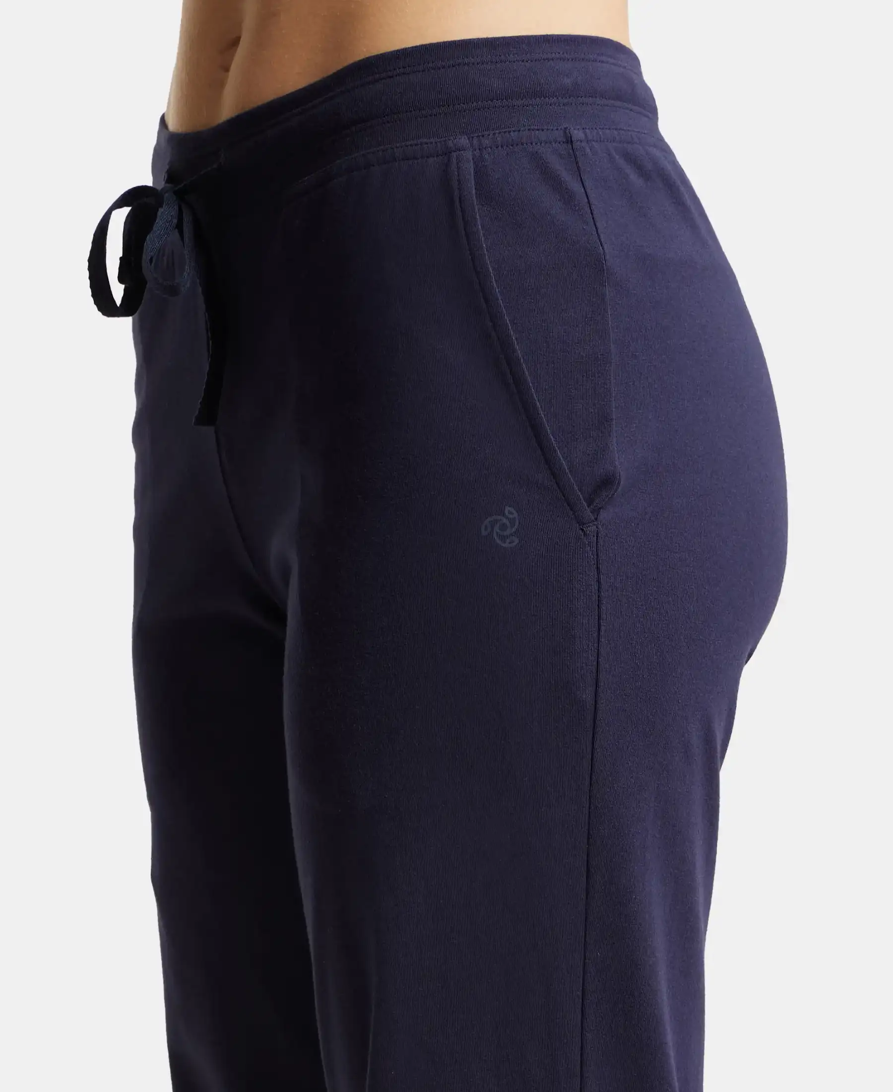 Super Combed Cotton Elastane Stretch Relaxed Fit Trackpants With Side Pockets - Navy Blazer - Image 7