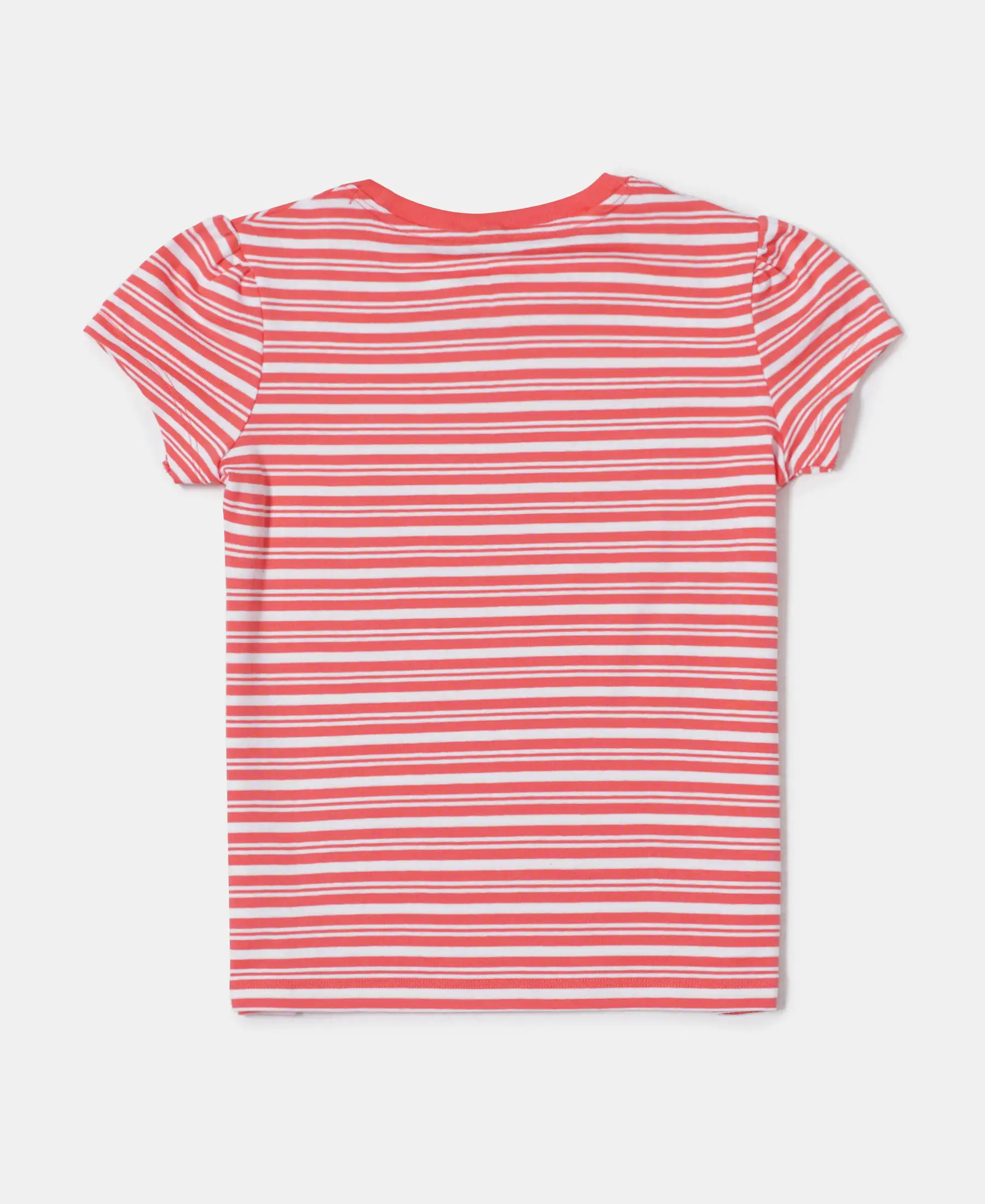 Girl's Super Combed Cotton Elastane Stretch Rib Striped Short Sleeve T-Shirt - Dubarry & White - Image 2