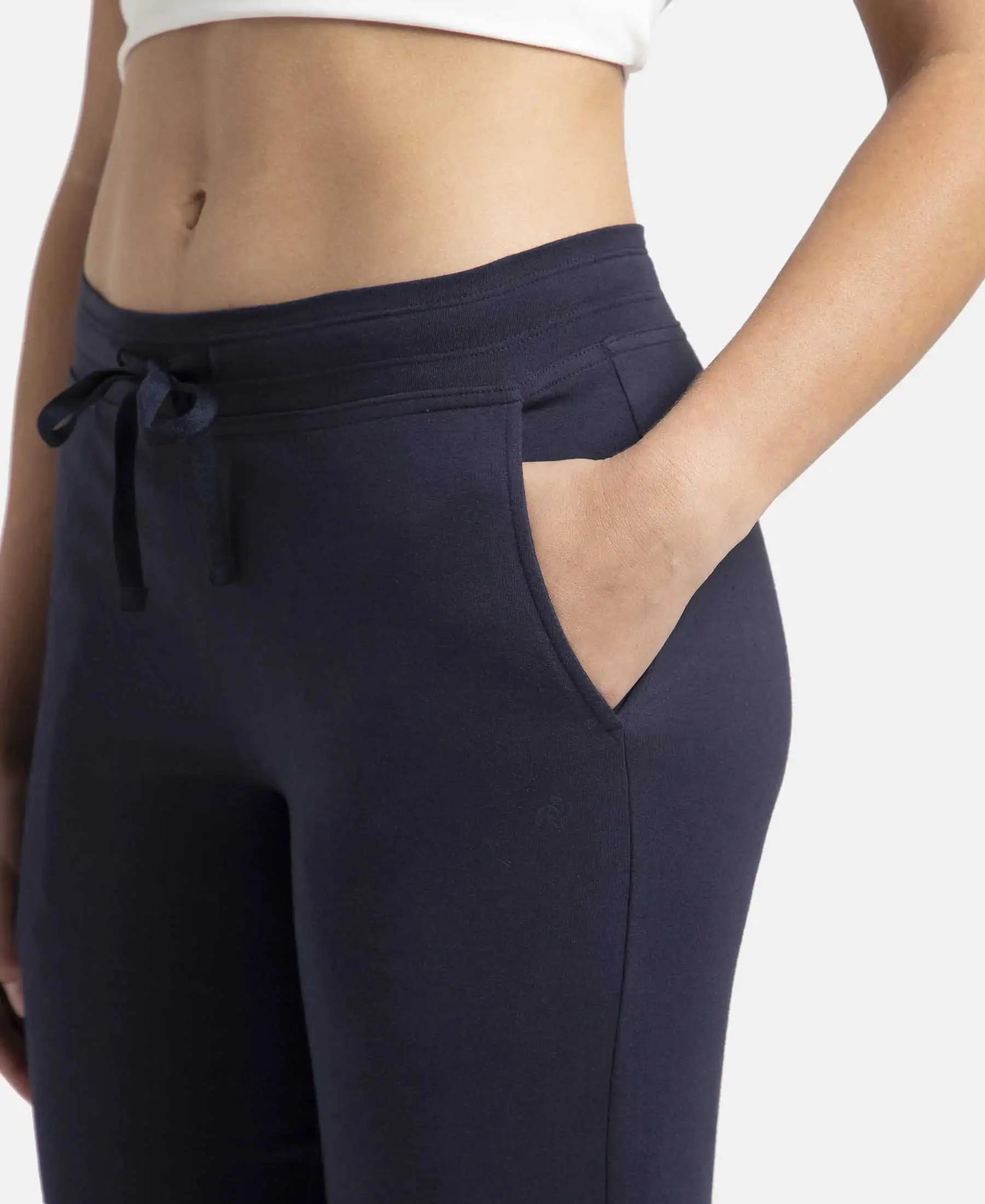 Super Combed Cotton Elastane Stretch Slim Fit Capri with Side Pockets - Navy Blazer - Image 7