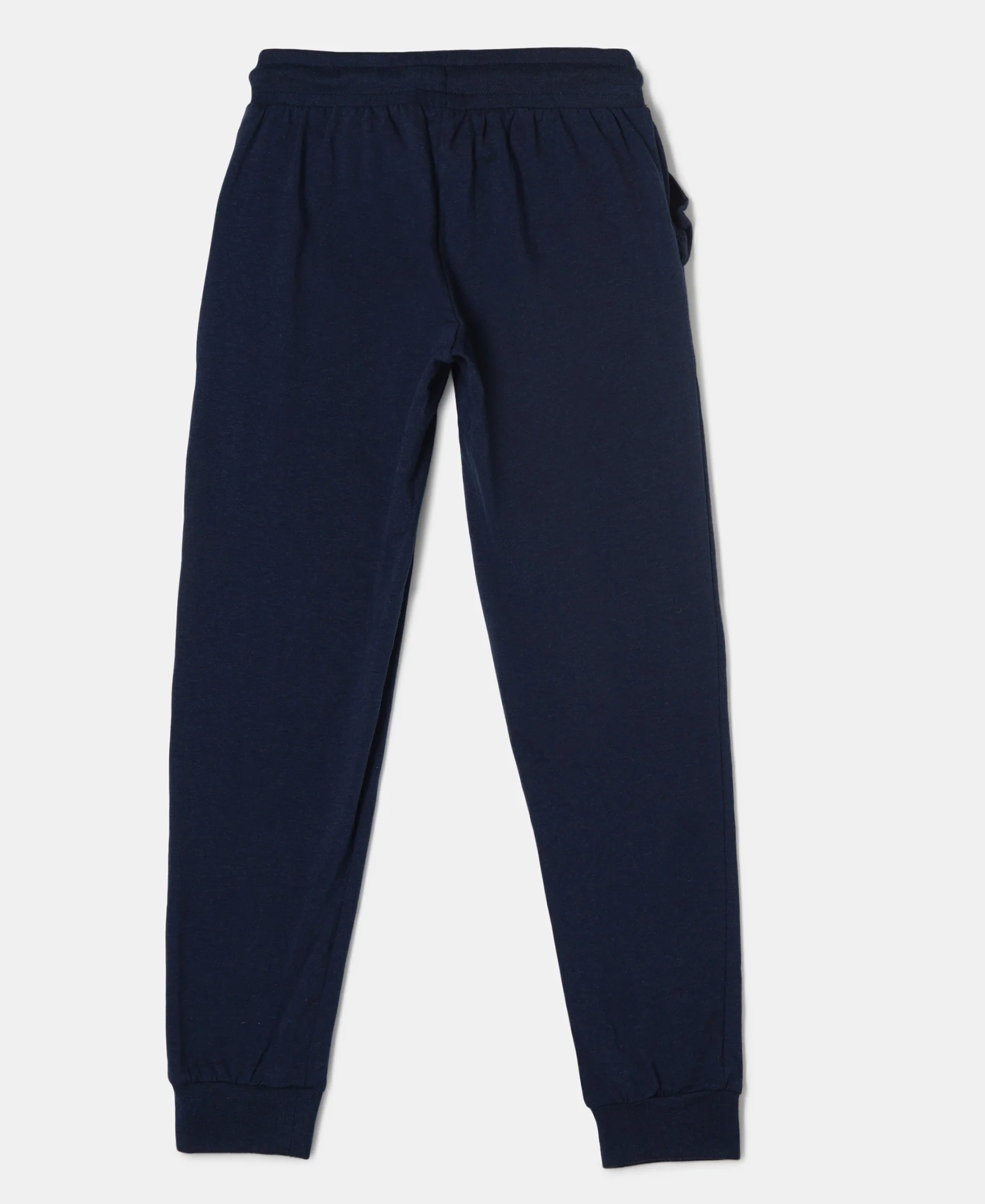 Girl's Super Combed Cotton Elastane Stretch Slim Fit Joggers - Navy Melange - Image 2