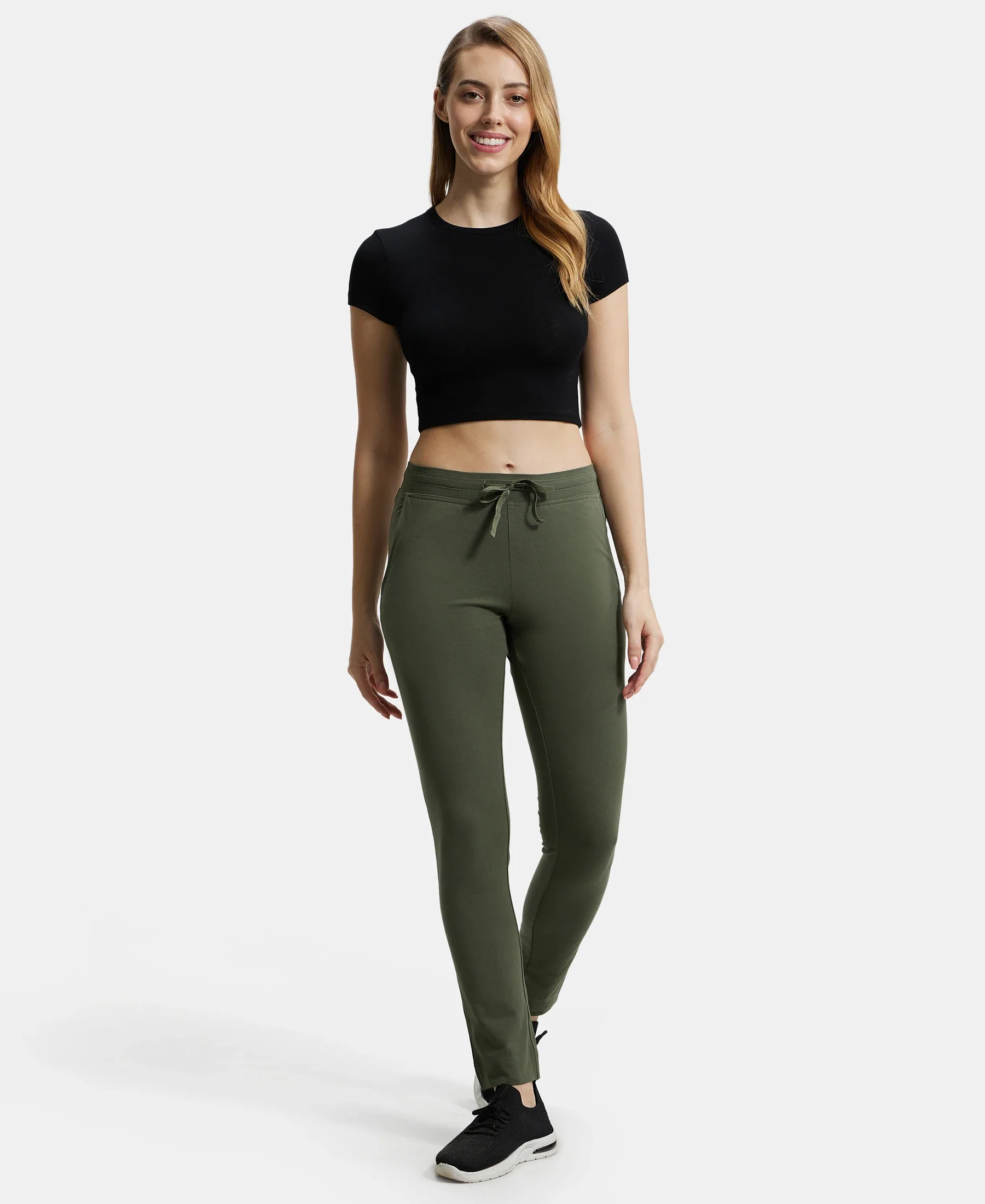 Super Combed Cotton Elastane Stretch Slim Fit Trackpants With Side Pockets - Beetle - Image 4