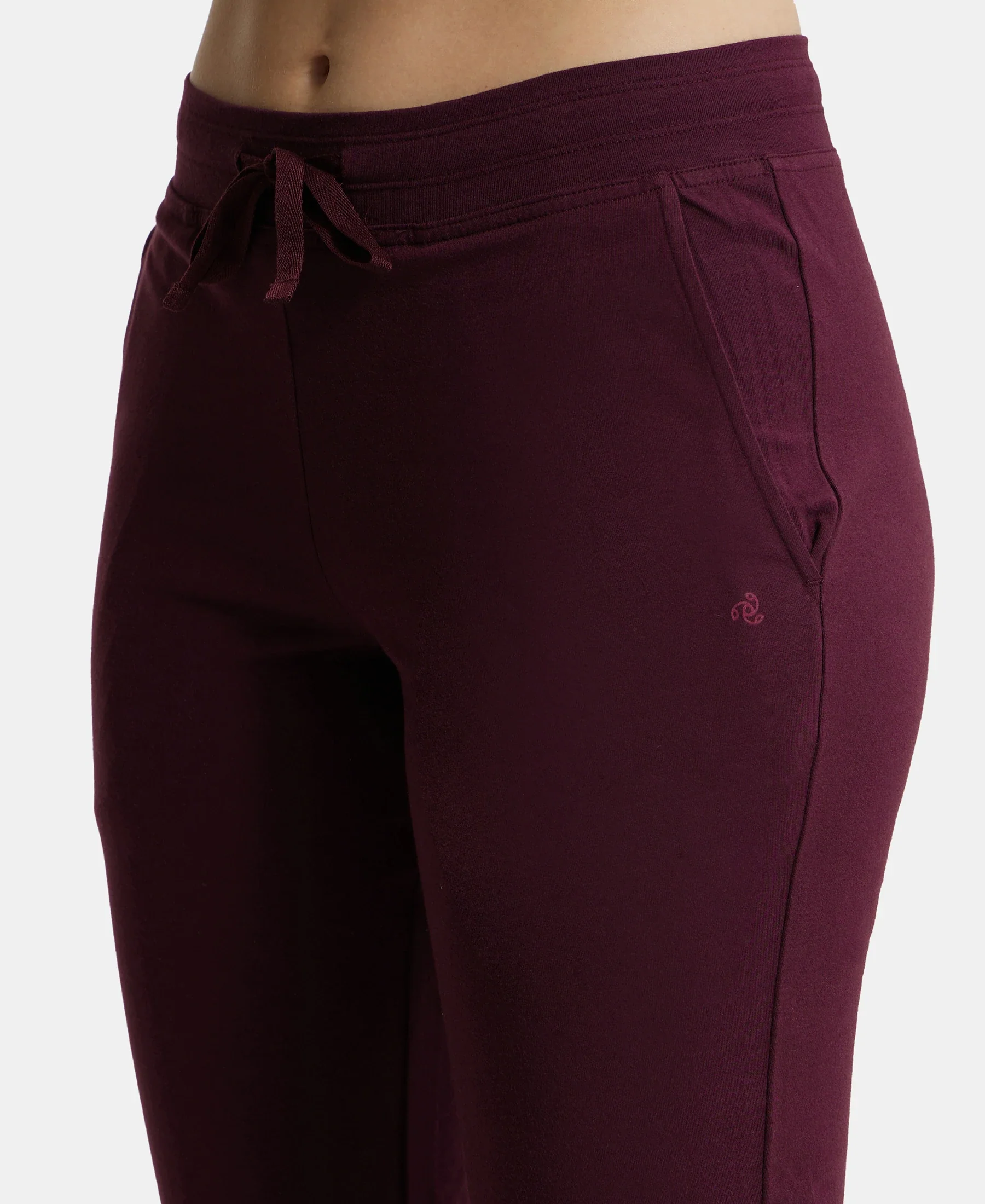 Super Combed Cotton Elastane Stretch Slim Fit Trackpants With Side Pockets - Wine Tasting - Image 7