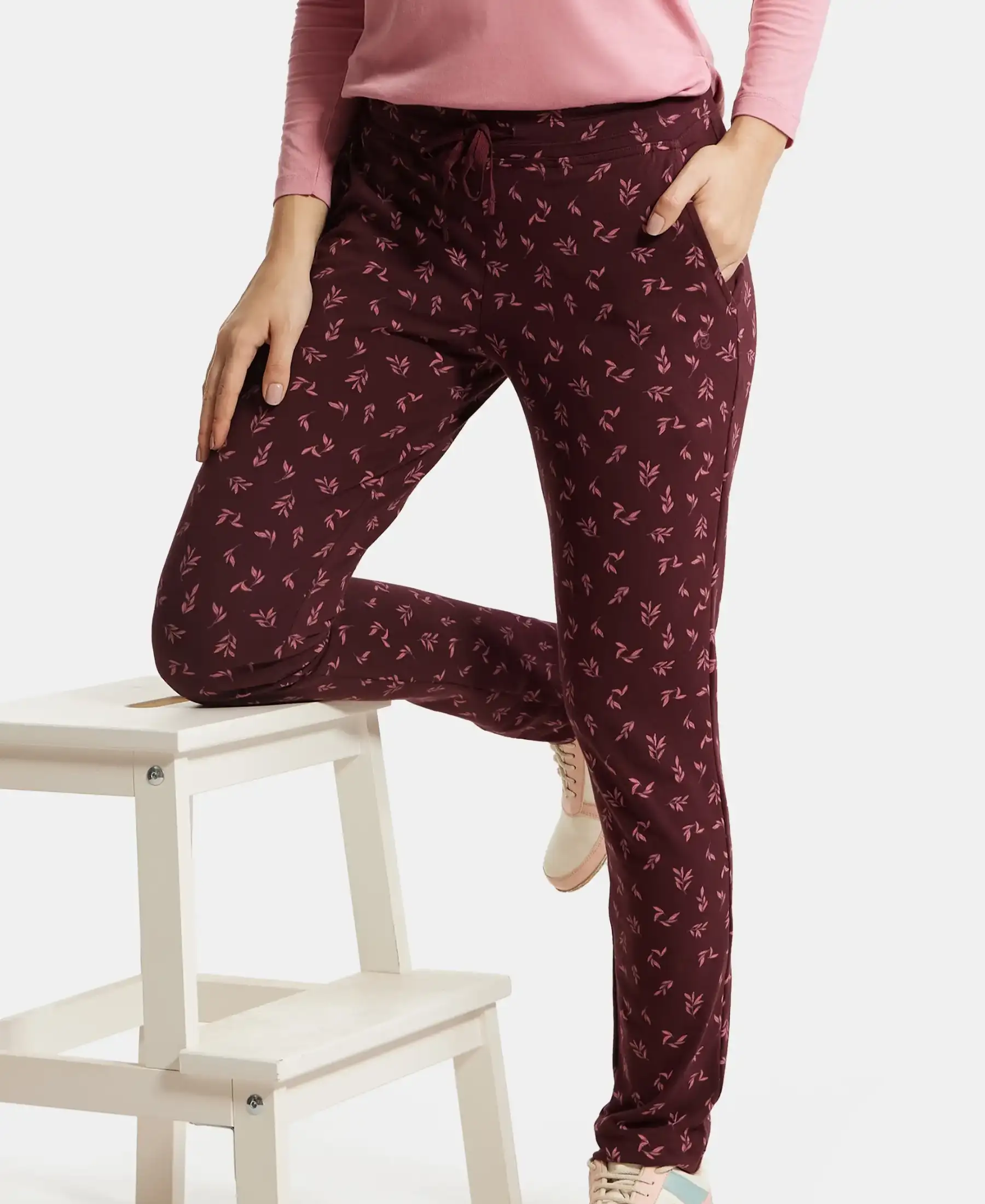 Super Combed Cotton Elastane Stretch Slim Fit Trackpants With Side Pockets - Wine Tasting Printed - Image 5