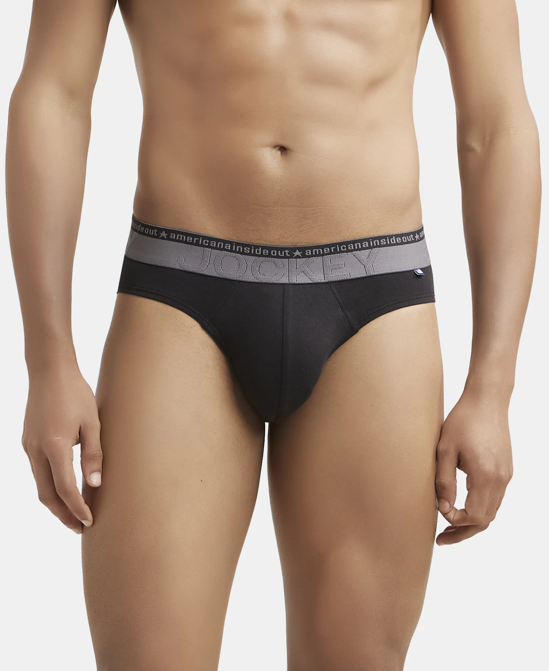 Super Combed Cotton Elastane Stretch Solid Brief with Ultrasoft Waistband - Black (Pack of 2) - Image 7