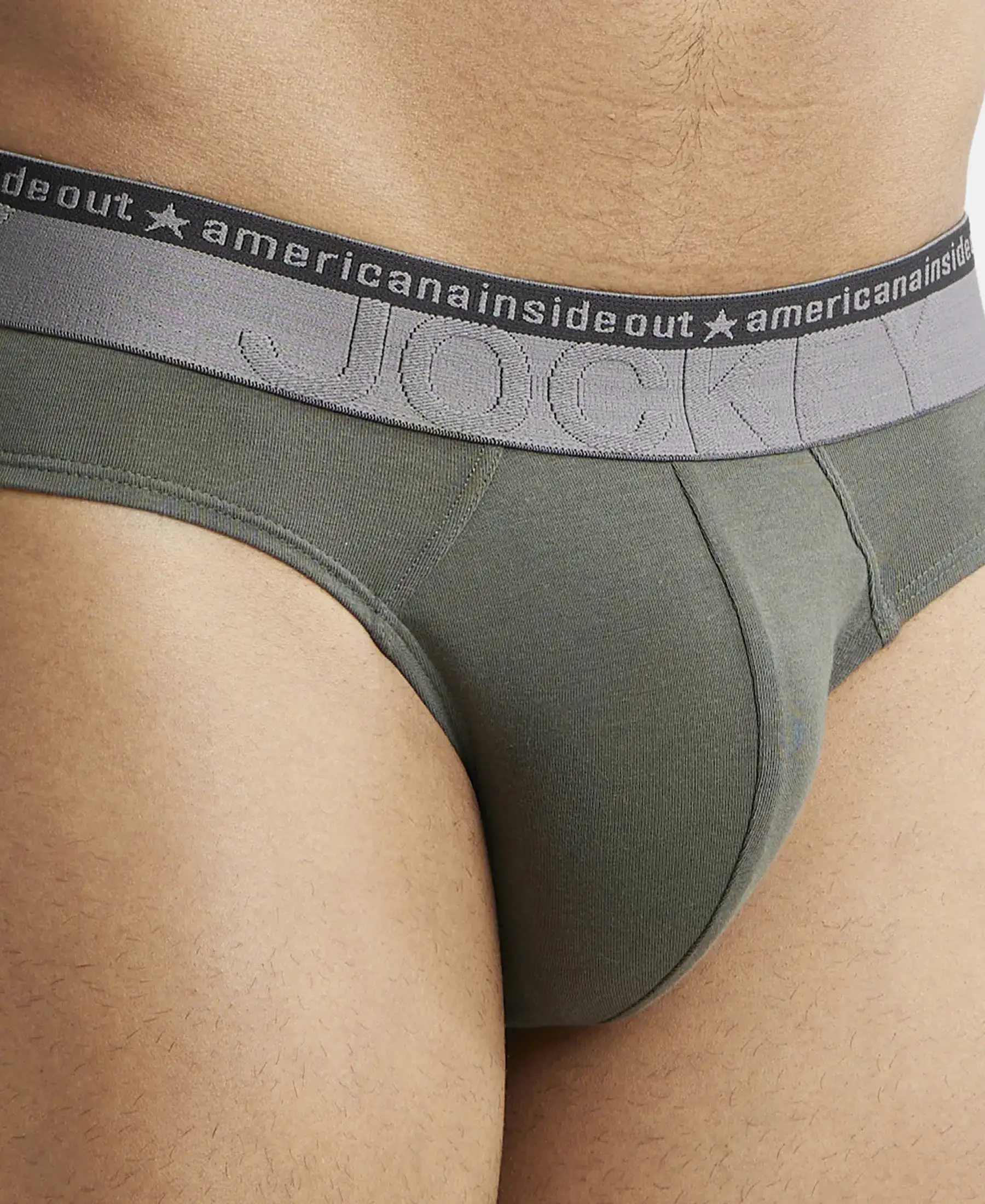 Super Combed Cotton Elastane Stretch Solid Brief with Ultrasoft Waistband - Deep Olive (Pack of 2) - Image 6