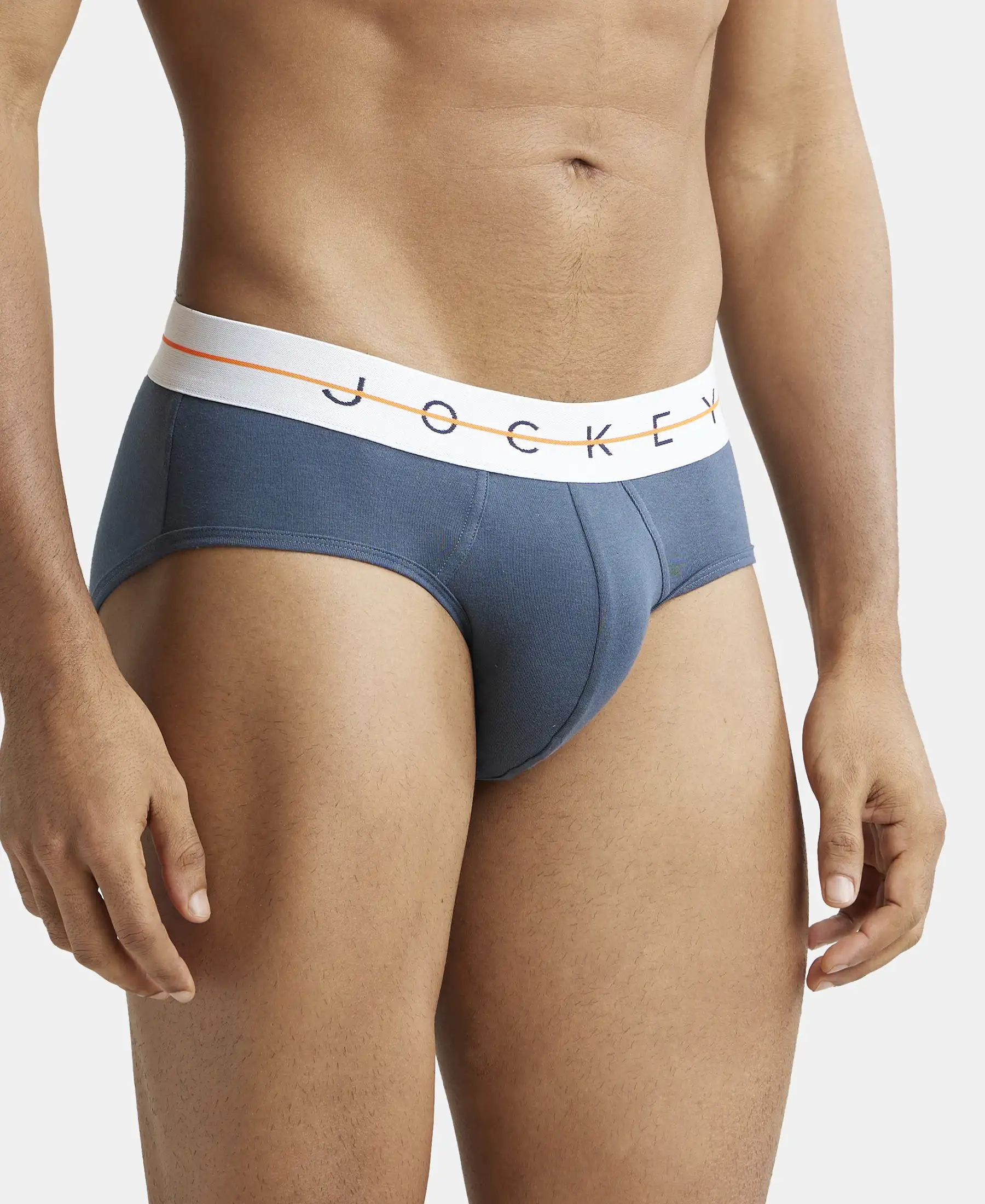 Super Combed Cotton Elastane Stretch Solid Brief with Ultrasoft Waistband - Mid Night Navy - Image 2