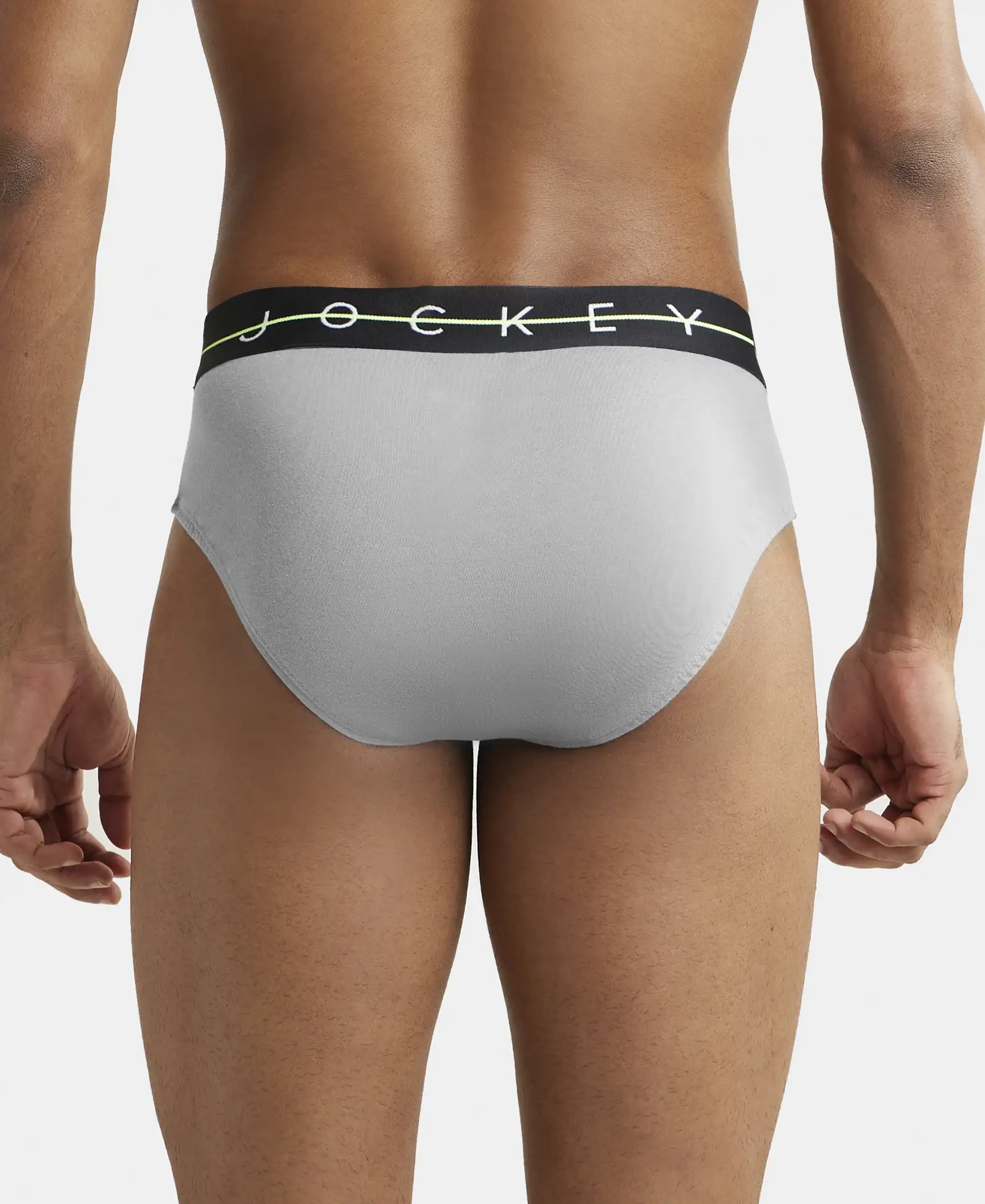 Super Combed Cotton Elastane Stretch Solid Brief with Ultrasoft Waistband - Monument - Image 3