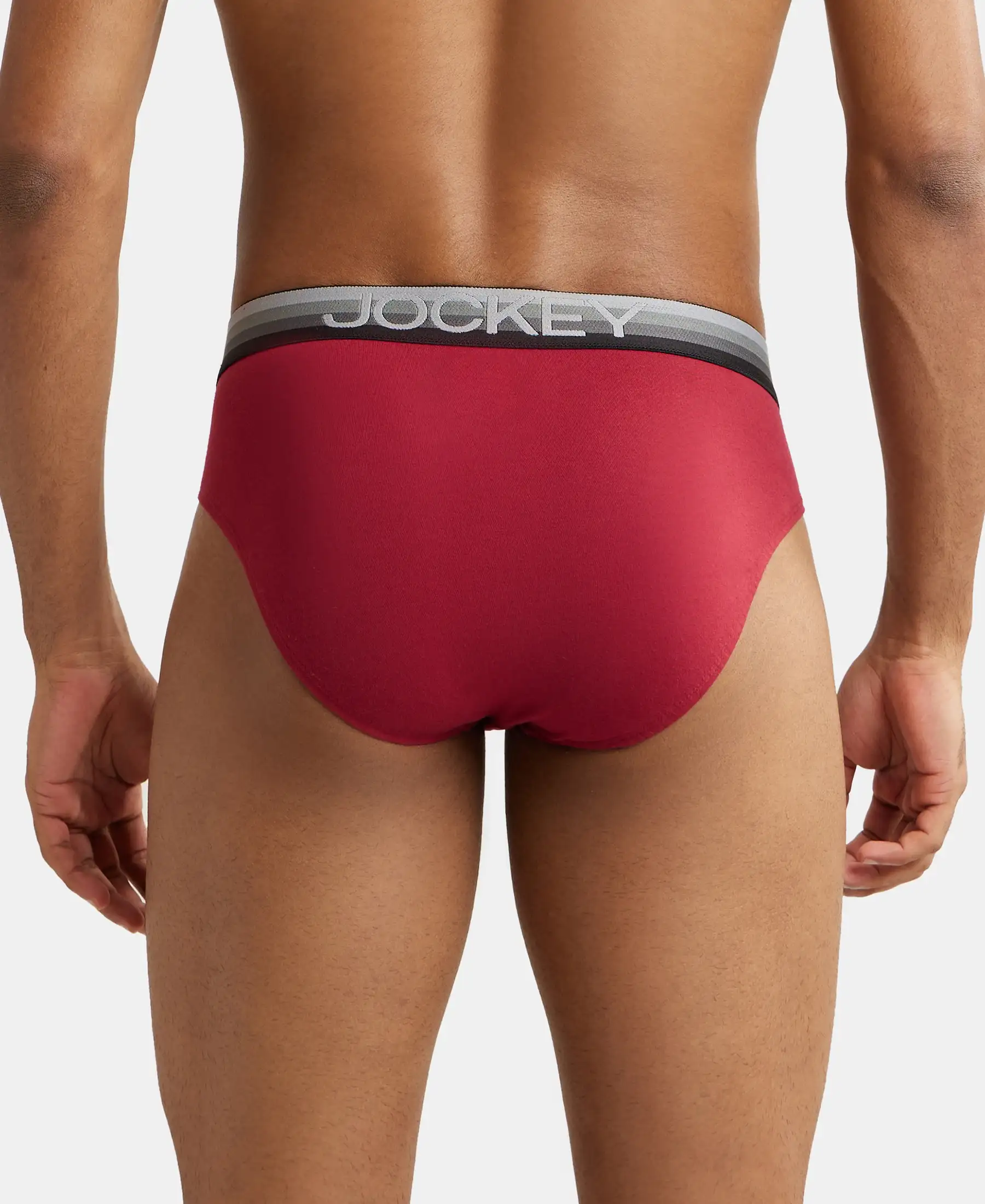 Super Combed Cotton Elastane Stretch Solid Brief with Ultrasoft Waistband - Red Pepper - Image 3