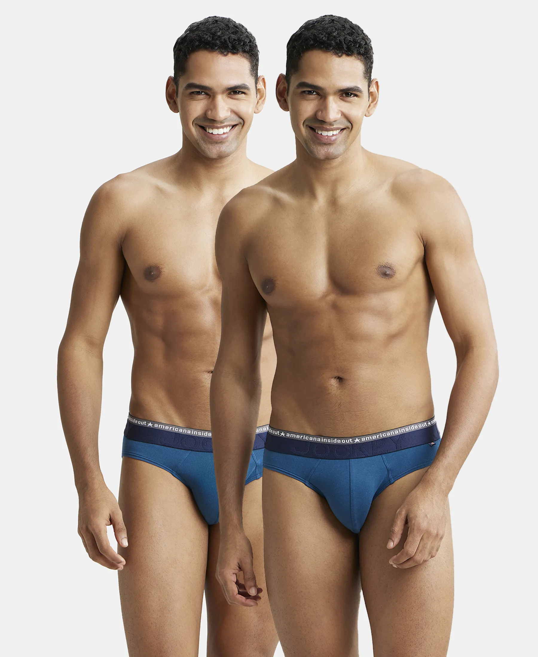 Super Combed Cotton Elastane Stretch Solid Brief with Ultrasoft Waistband - Seaport Teal (Pack of 2)
