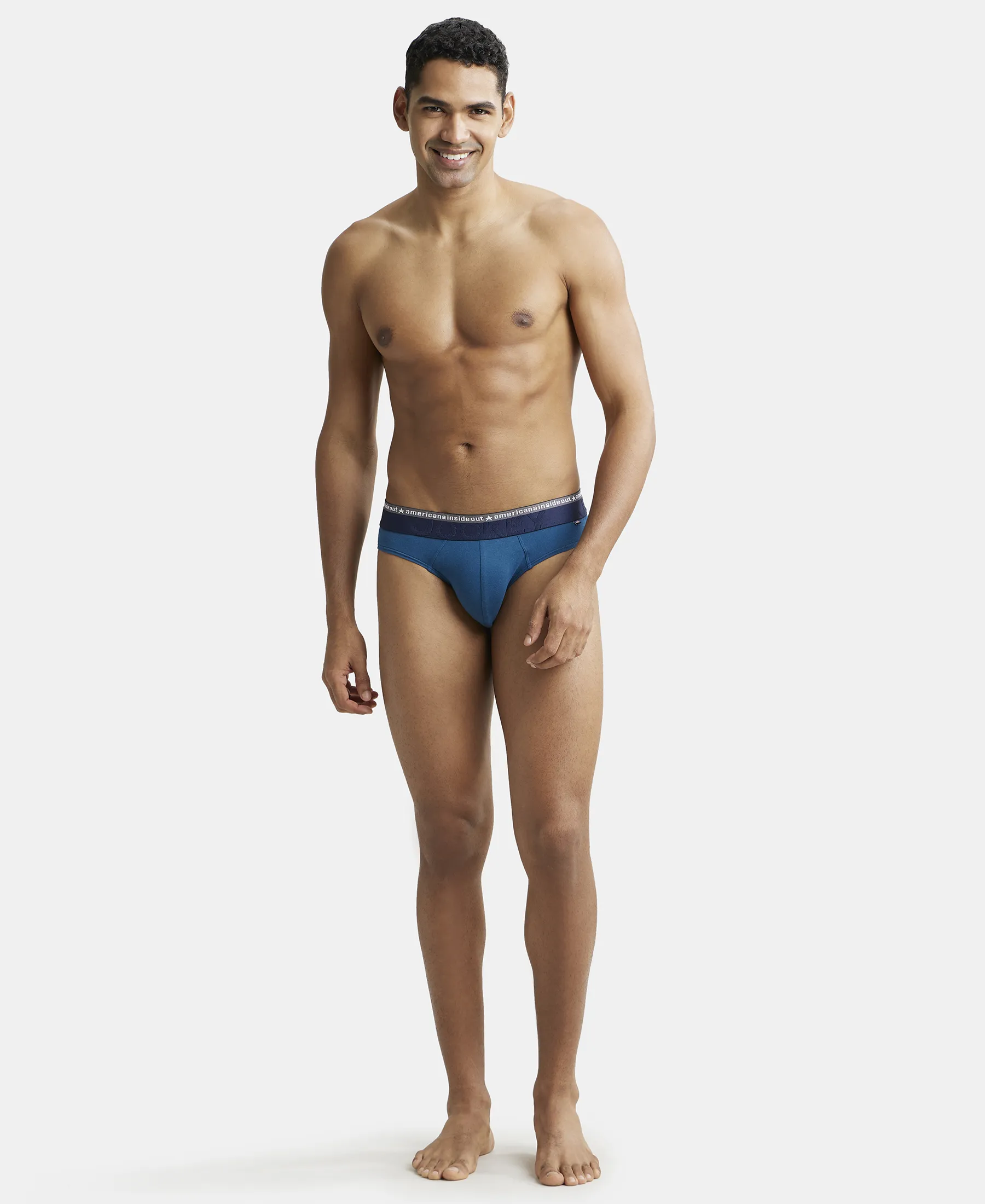 Super Combed Cotton Elastane Stretch Solid Brief with Ultrasoft Waistband - Seaport Teal (Pack of 2) - Image 4