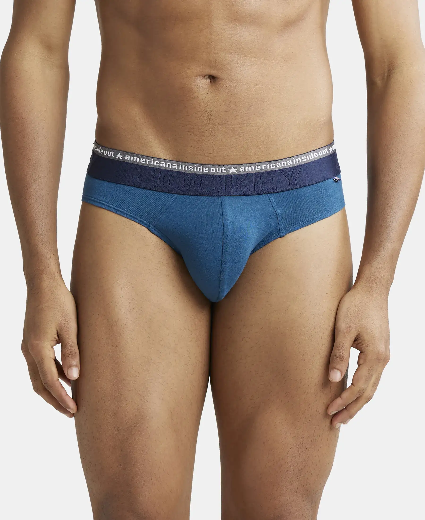 Super Combed Cotton Elastane Stretch Solid Brief with Ultrasoft Waistband - Seaport Teal (Pack of 2) - Image 7