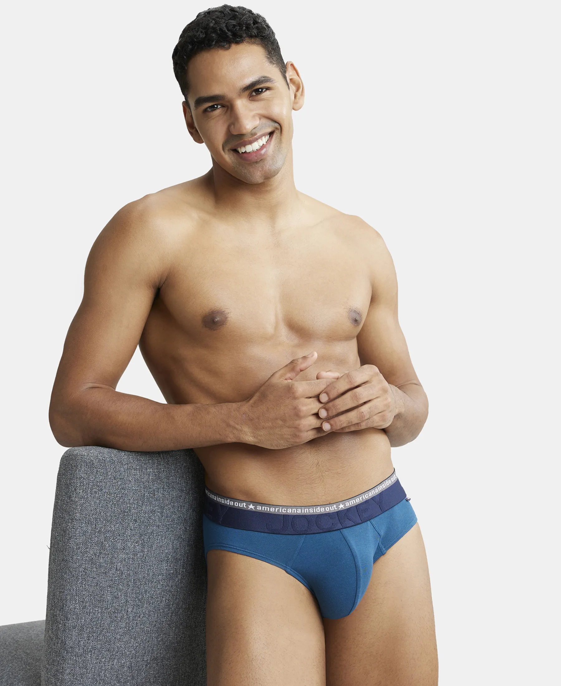 Super Combed Cotton Elastane Stretch Solid Brief with Ultrasoft Waistband - Seaport Teal (Pack of 2) - Image 8