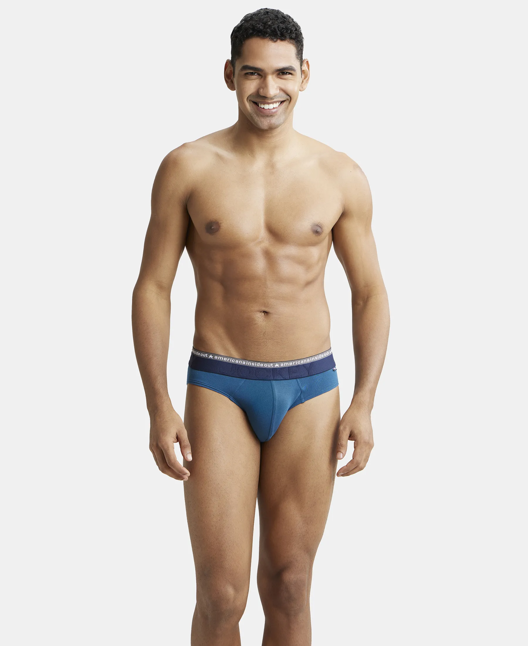 Super Combed Cotton Elastane Stretch Solid Brief with Ultrasoft Waistband - Seaport Teal (Pack of 2) - Image 9