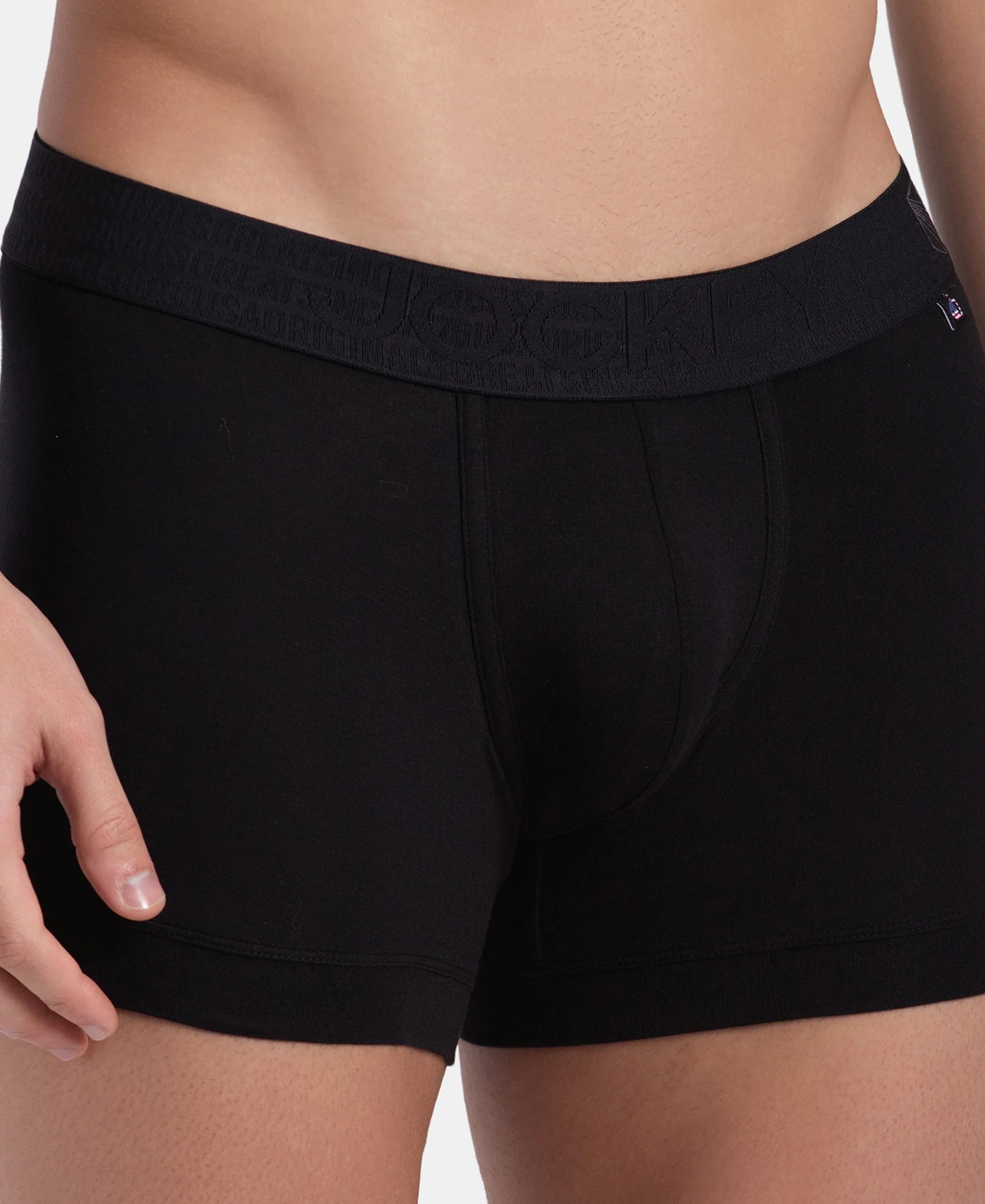 Super Combed Cotton Elastane Stretch Solid Trunk with Ultrasoft Waistband - Black (Pack of 2) - Image 7