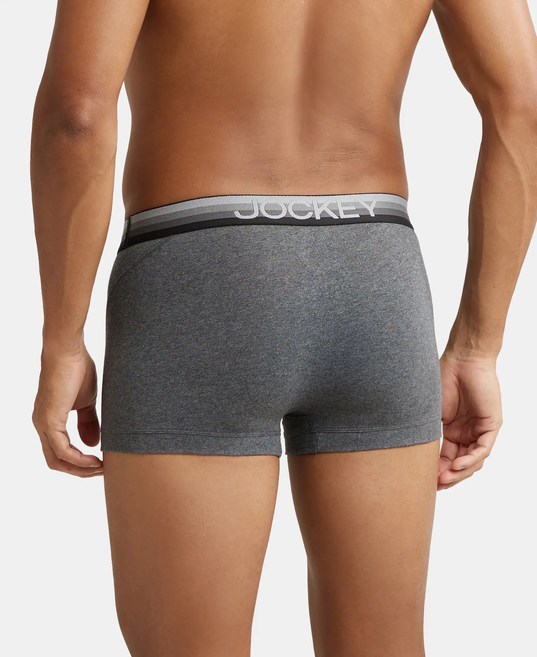 Super Combed Cotton Elastane Stretch Solid Trunk with Ultrasoft Waistband - Charcoal Melange - Image 3