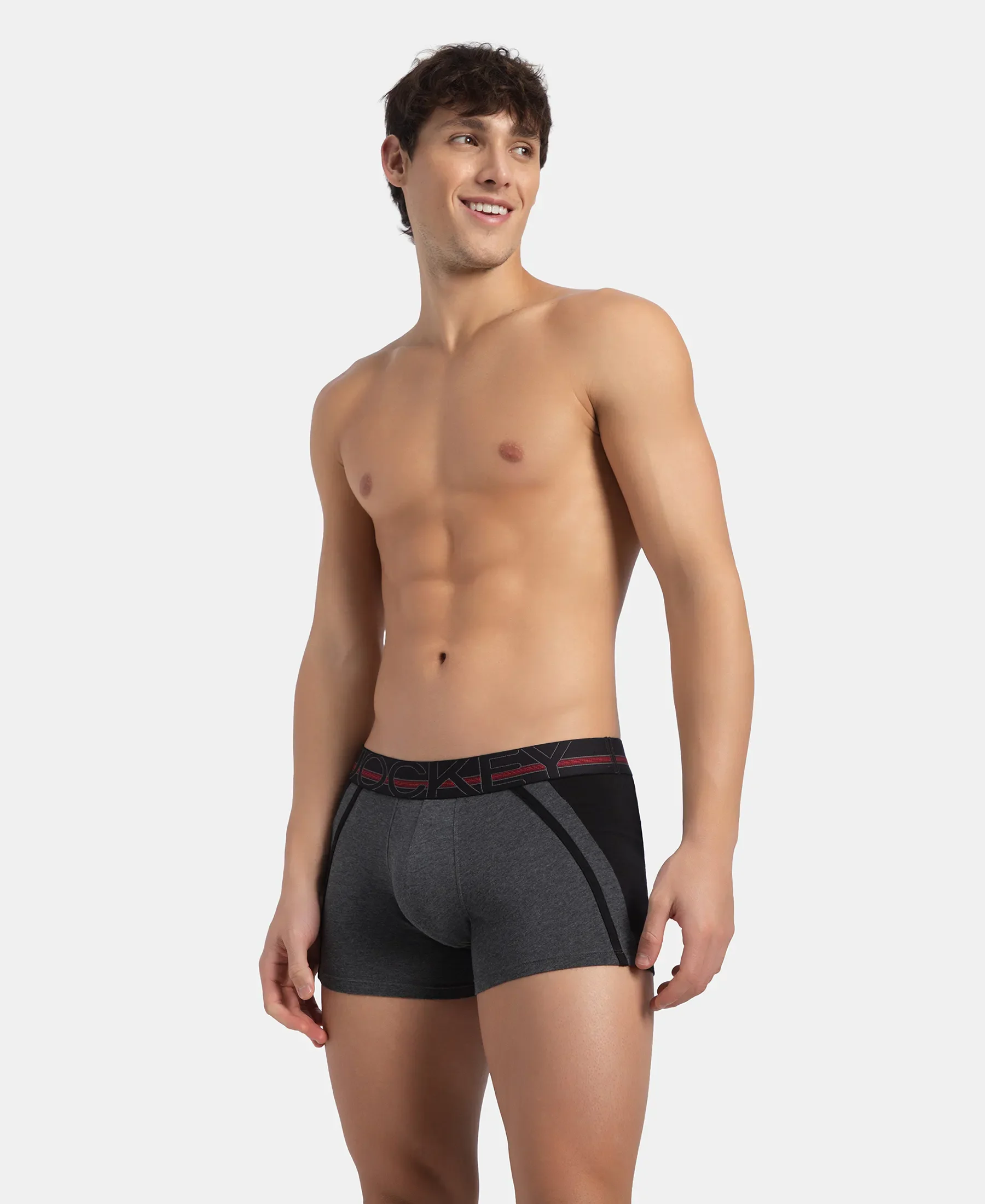 Super Combed Cotton Elastane Stretch Solid Trunk with Ultrasoft Waistband - Charcoal Melange - Image 5