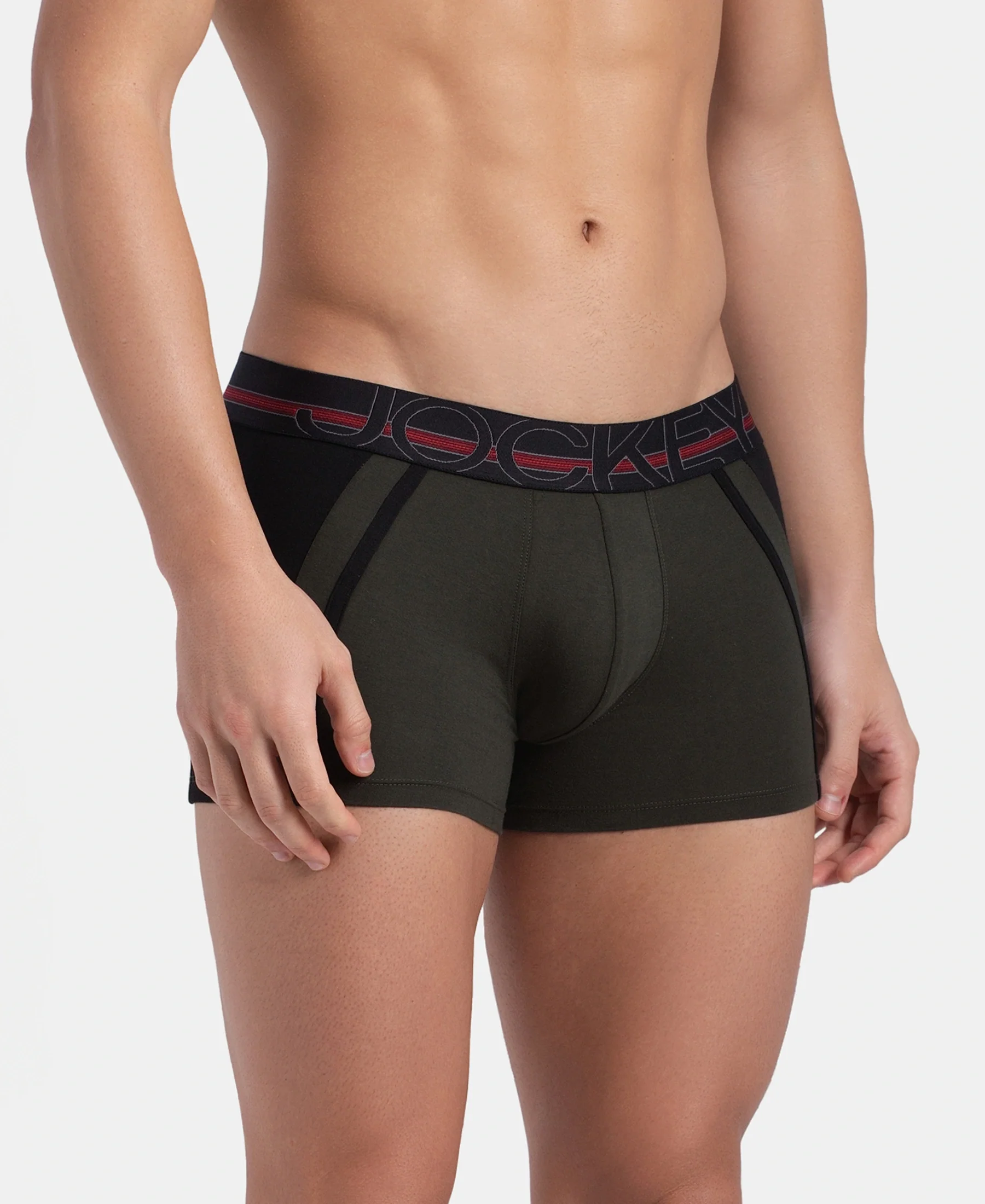 Super Combed Cotton Elastane Stretch Solid Trunk with Ultrasoft Waistband - Deep Olive - Image 2