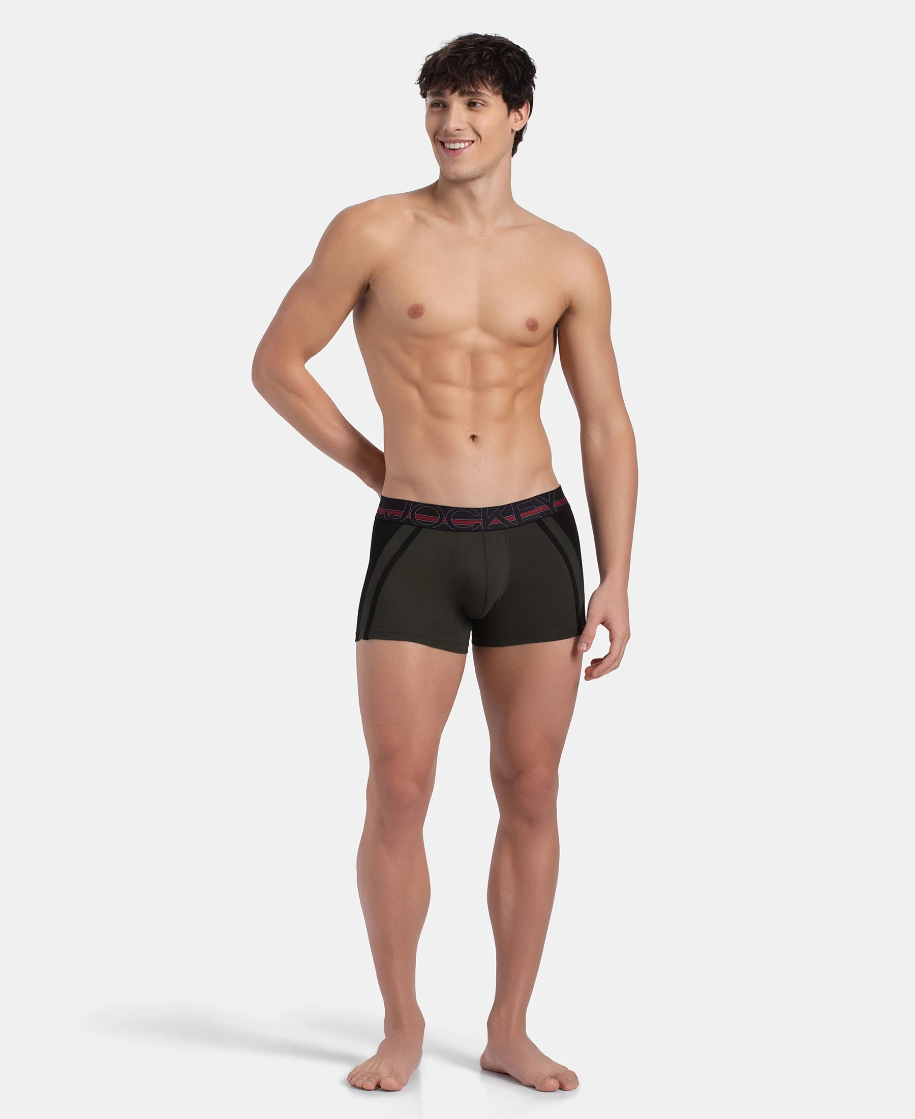 Super Combed Cotton Elastane Stretch Solid Trunk with Ultrasoft Waistband - Deep Olive - Image 4