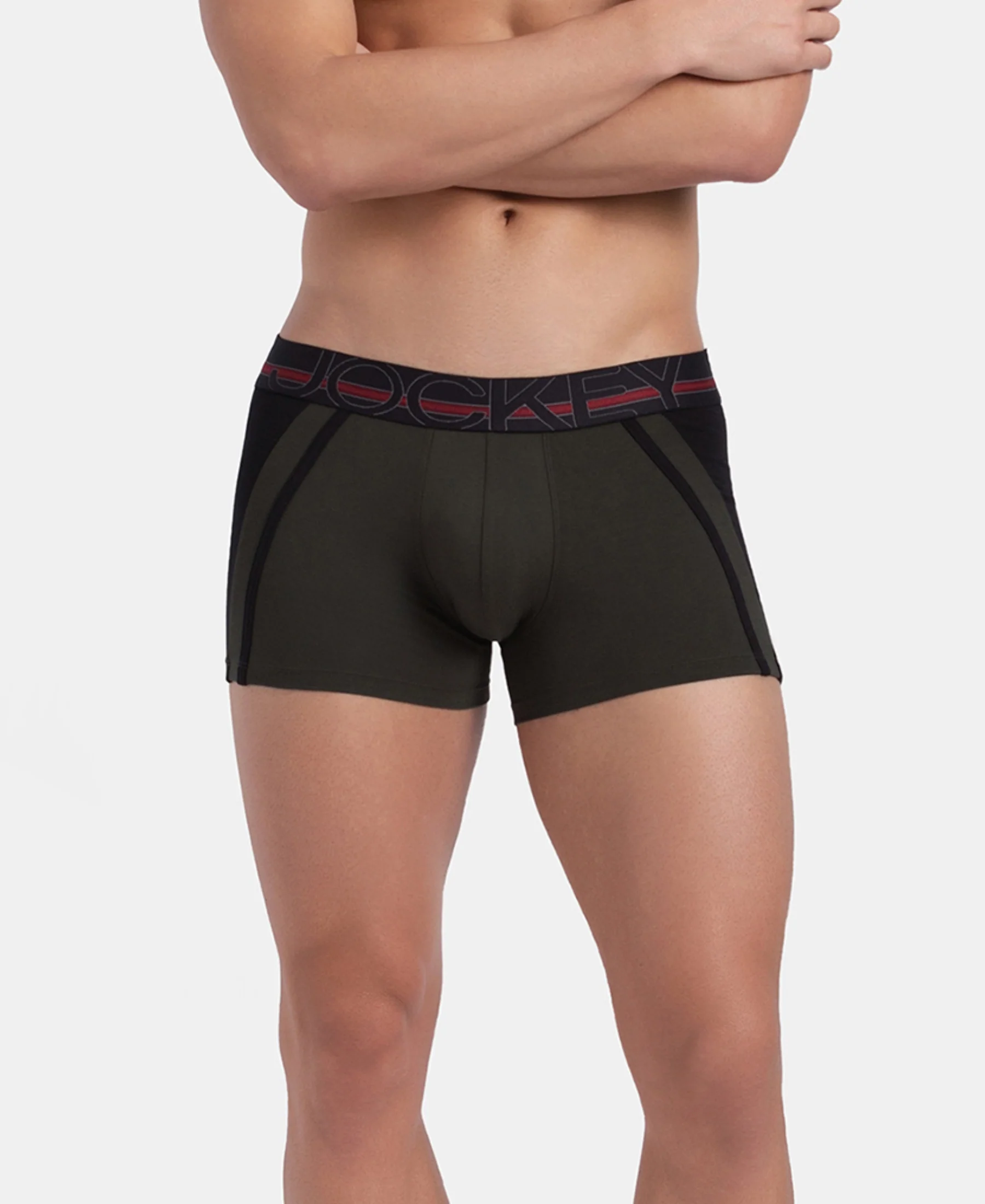 Super Combed Cotton Elastane Stretch Solid Trunk with Ultrasoft Waistband - Deep Olive - Image 5