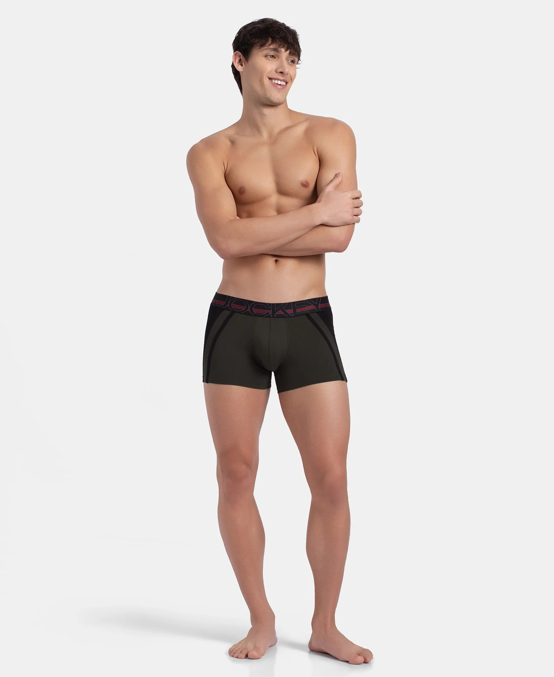 Super Combed Cotton Elastane Stretch Solid Trunk with Ultrasoft Waistband - Deep Olive - Image 6