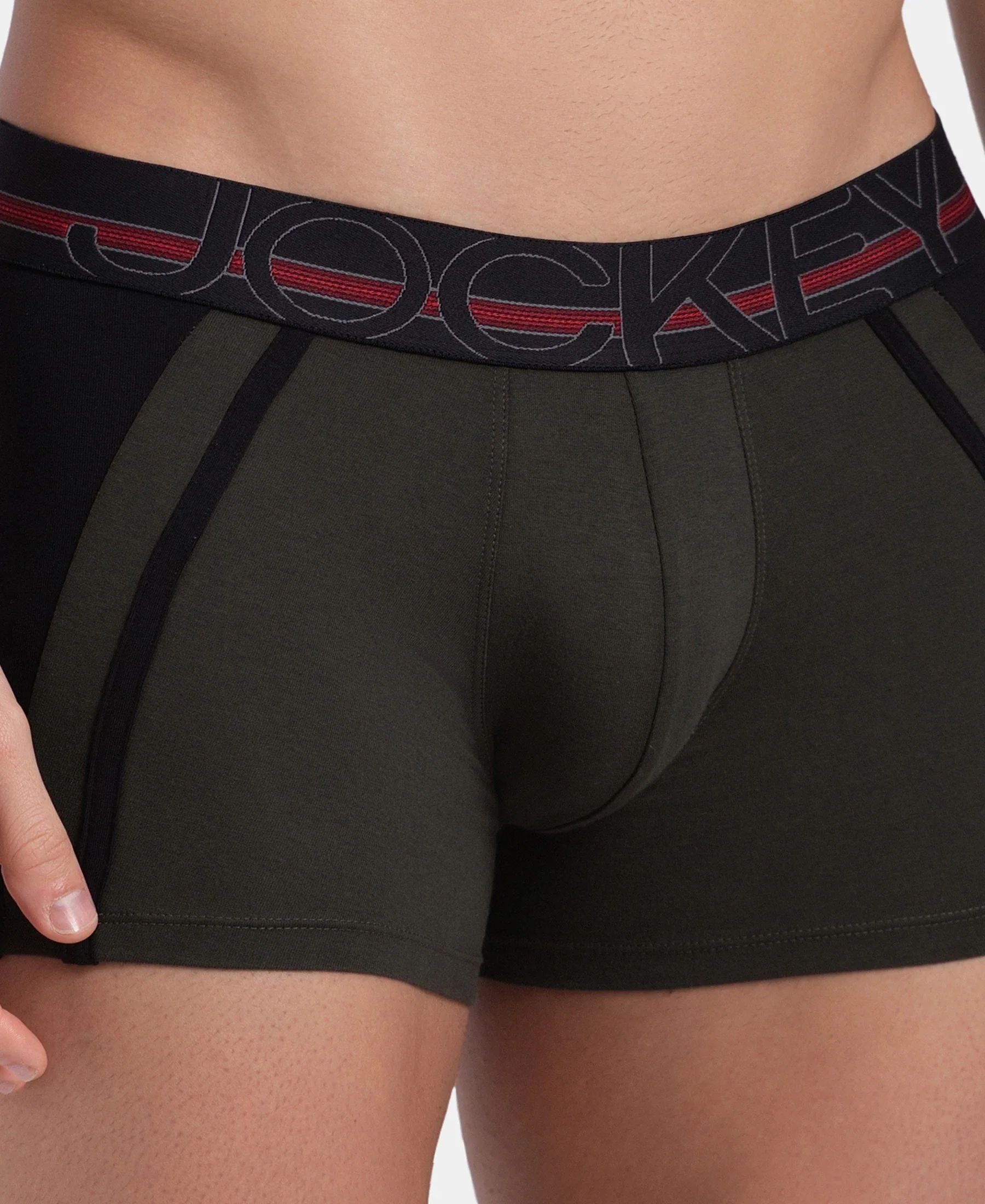 Super Combed Cotton Elastane Stretch Solid Trunk with Ultrasoft Waistband - Deep Olive - Image 7