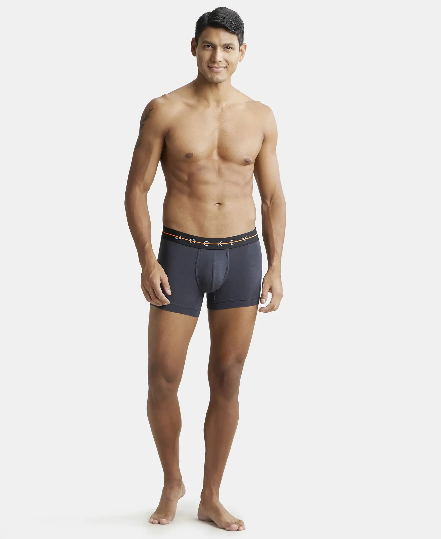 Super Combed Cotton Elastane Stretch Solid Trunk with Ultrasoft Waistband - Graphite - Image 4