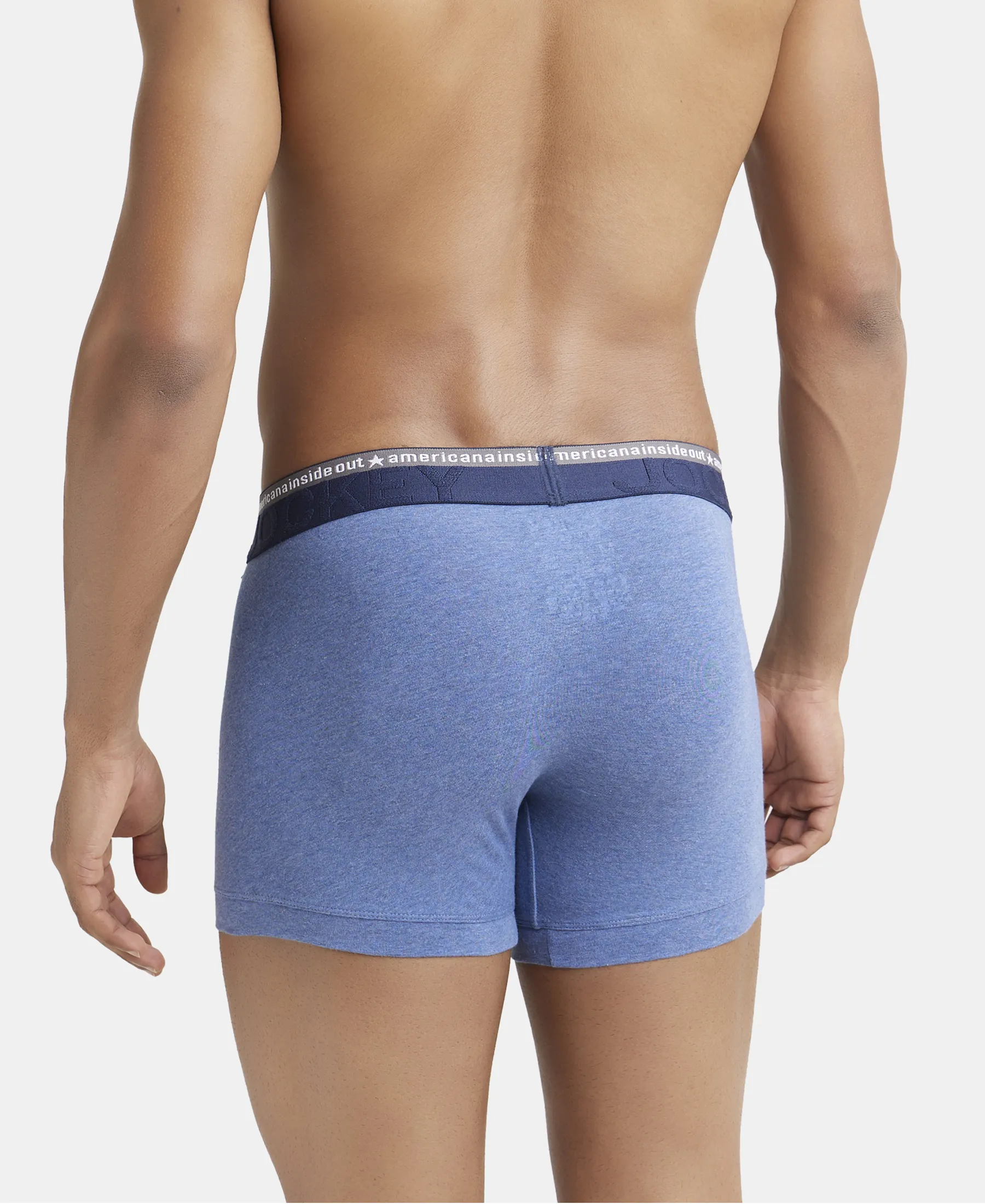 Super Combed Cotton Elastane Stretch Solid Trunk with Ultrasoft Waistband - Light Denim Melange (Pack of 2) - Image 3