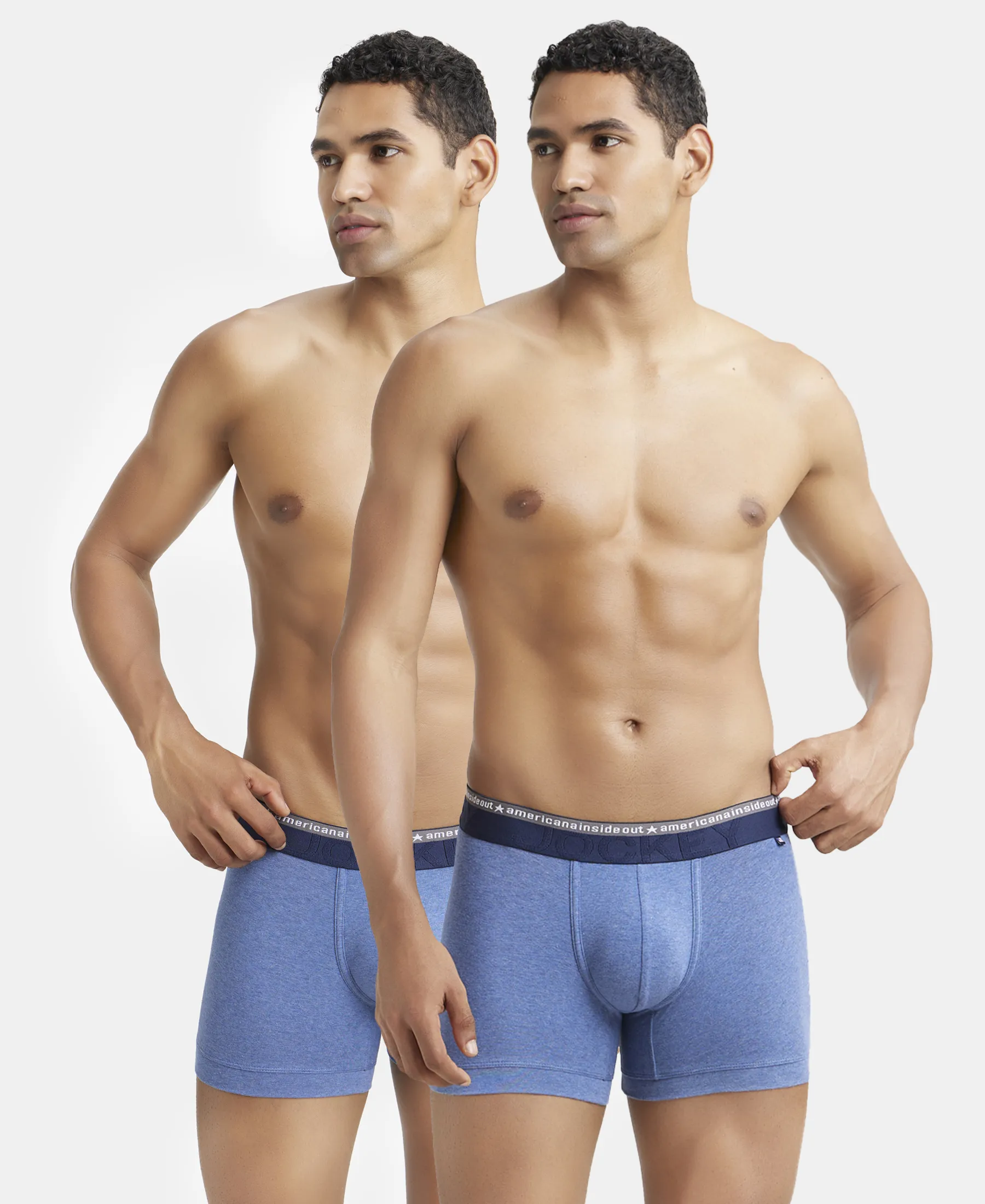 Super Combed Cotton Elastane Stretch Solid Trunk with Ultrasoft Waistband - Light Denim Melange (Pack of 2) - Image 5