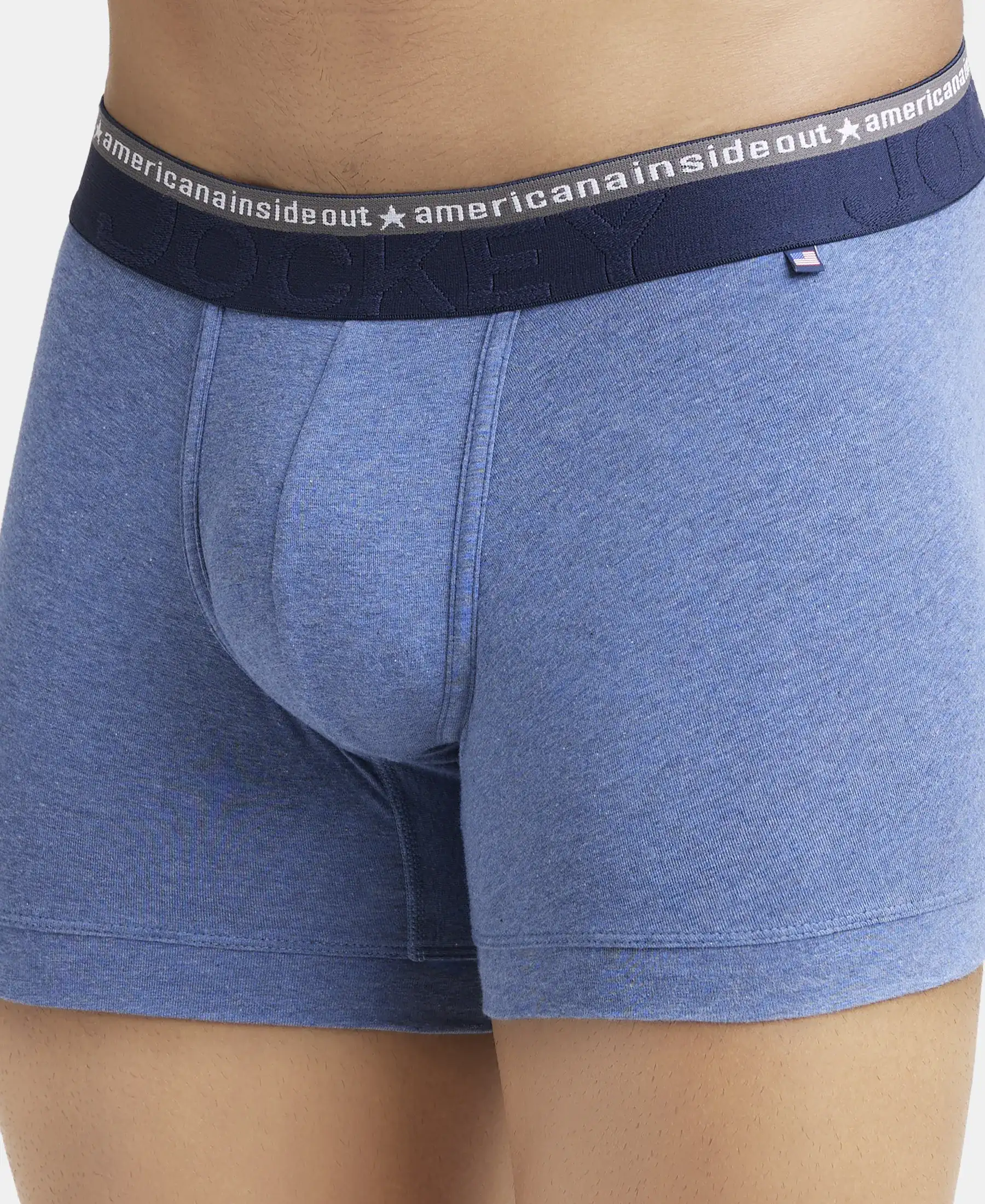 Super Combed Cotton Elastane Stretch Solid Trunk with Ultrasoft Waistband - Light Denim Melange (Pack of 2) - Image 6