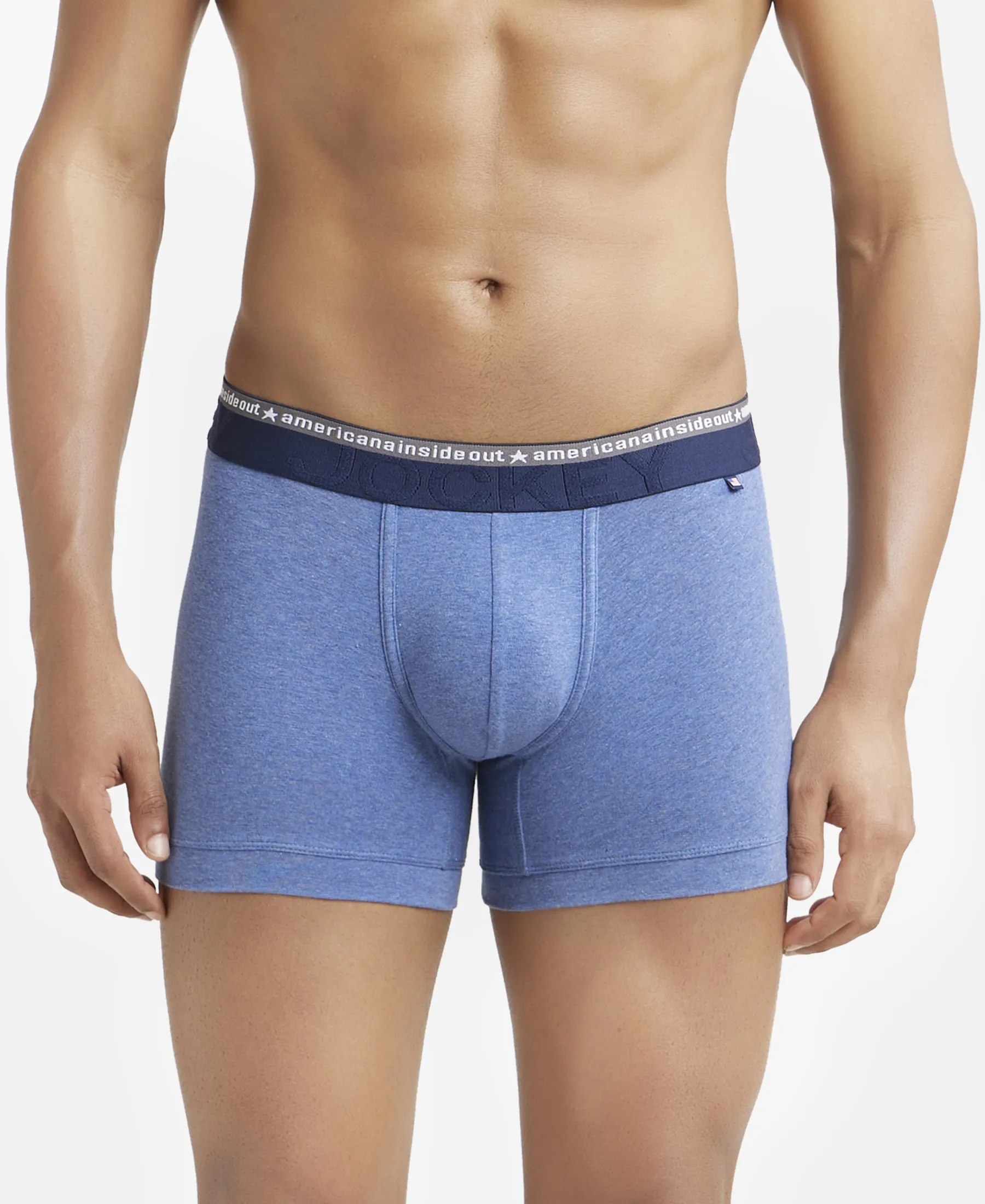 Super Combed Cotton Elastane Stretch Solid Trunk with Ultrasoft Waistband - Light Denim Melange (Pack of 2) - Image 7