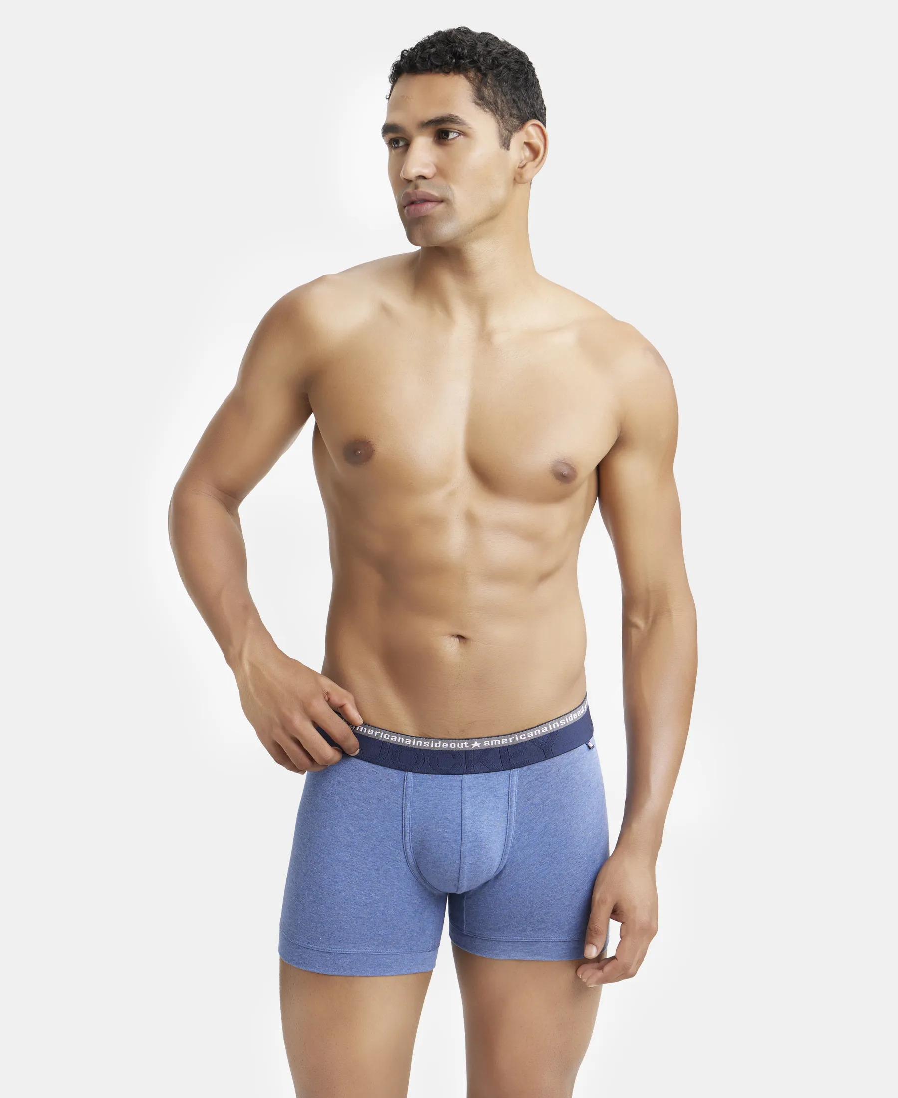 Super Combed Cotton Elastane Stretch Solid Trunk with Ultrasoft Waistband - Light Denim Melange (Pack of 2) - Image 9