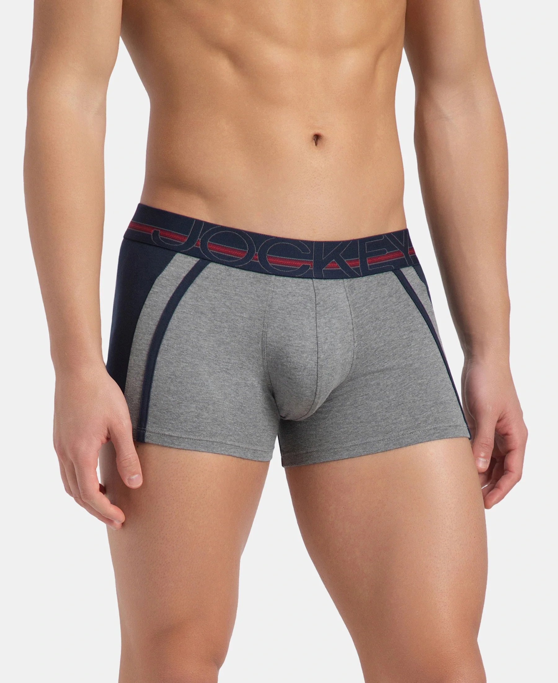 Super Combed Cotton Elastane Stretch Solid Trunk with Ultrasoft Waistband - Mid Grey Melange - Image 2