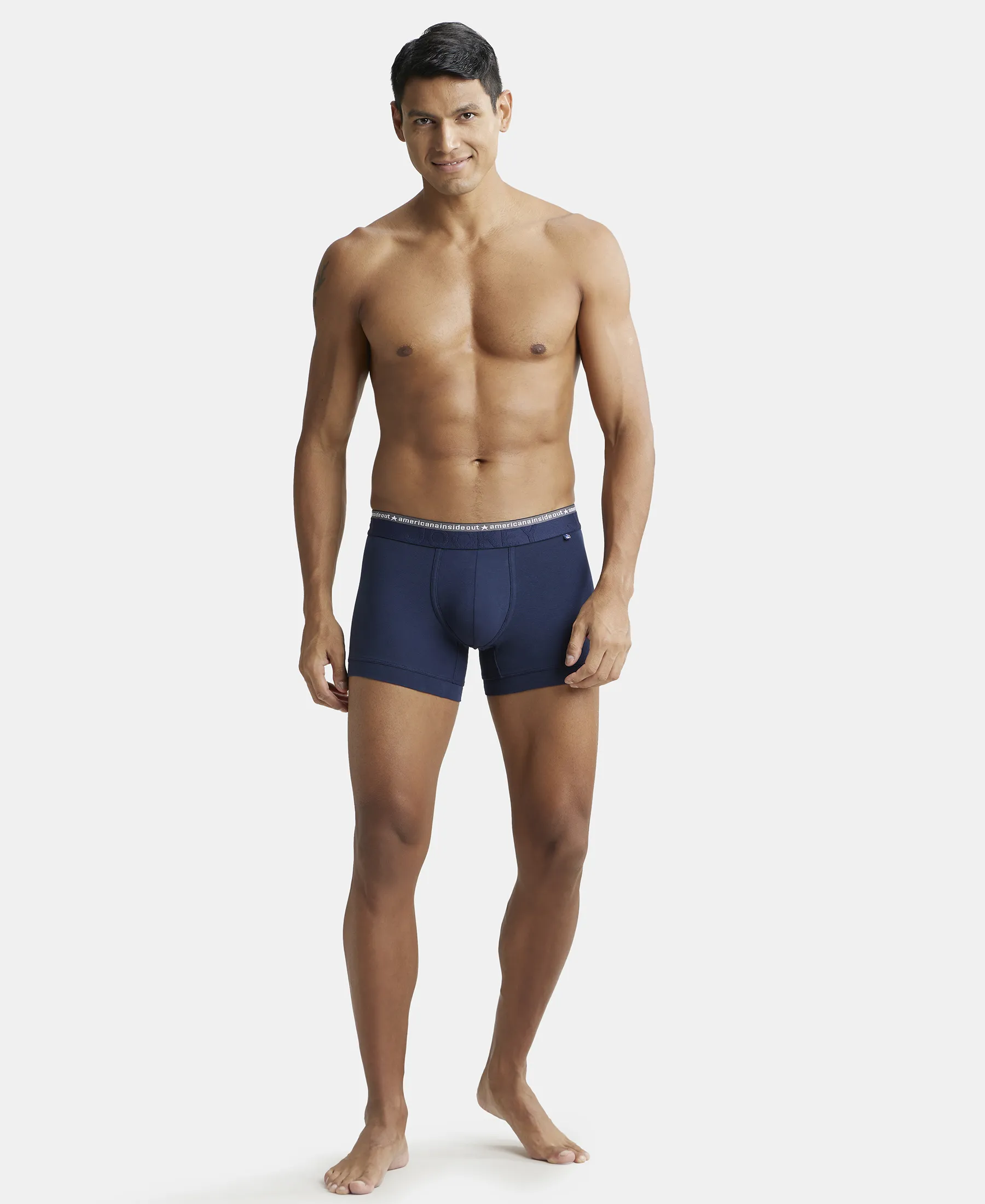 Super Combed Cotton Elastane Stretch Solid Trunk with Ultrasoft Waistband - Navy (Pack of 2) - Image 4