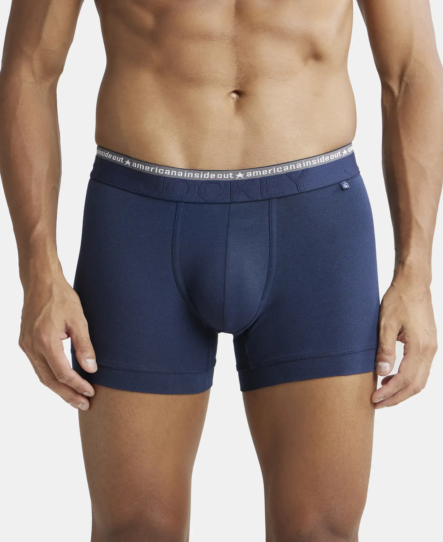 Super Combed Cotton Elastane Stretch Solid Trunk with Ultrasoft Waistband - Navy (Pack of 2) - Image 7