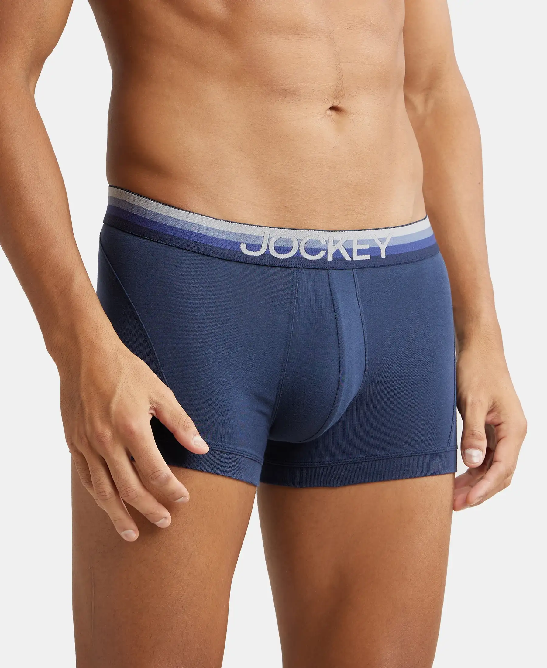 Super Combed Cotton Elastane Stretch Solid Trunk with Ultrasoft Waistband - Navy - Image 2