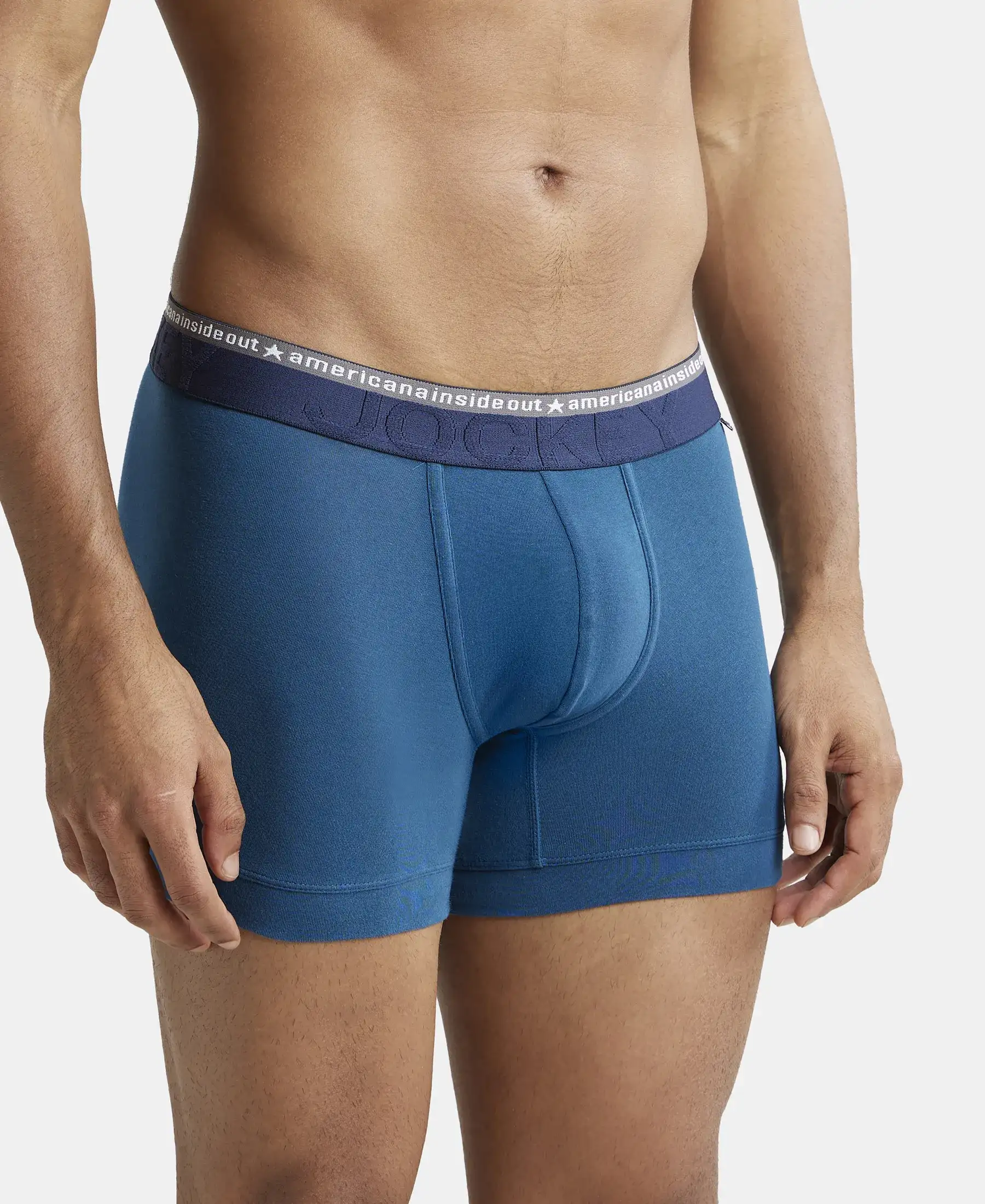 Super Combed Cotton Elastane Stretch Solid Trunk with Ultrasoft Waistband - Seaport Teal (Pack of 2) - Image 2