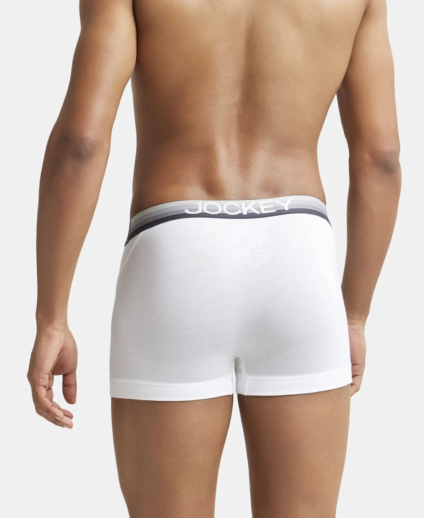 Super Combed Cotton Elastane Stretch Solid Trunk with Ultrasoft Waistband - White - Image 3