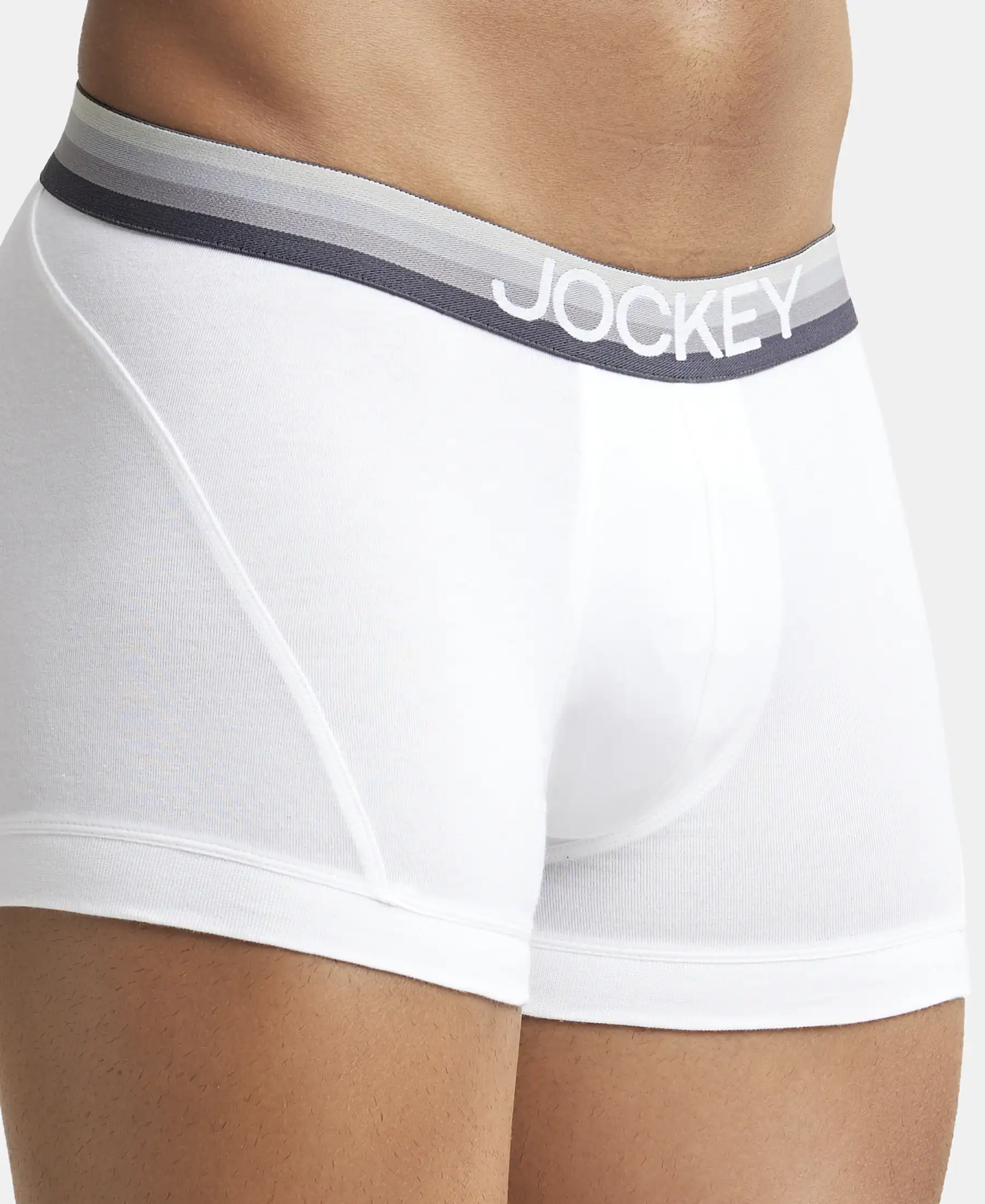 Super Combed Cotton Elastane Stretch Solid Trunk with Ultrasoft Waistband - White - Image 6