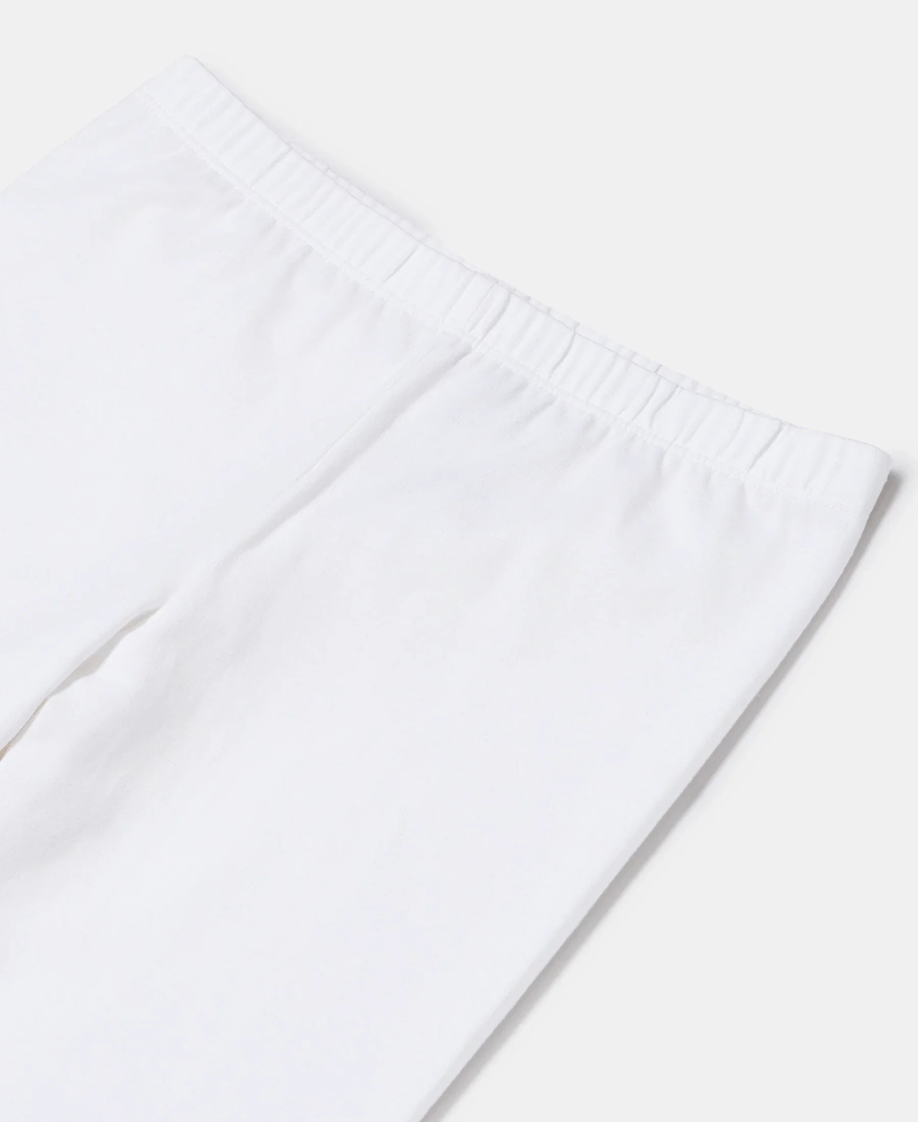 Girl's Super Combed Cotton Elastane Stretch Capri - White - Image 3