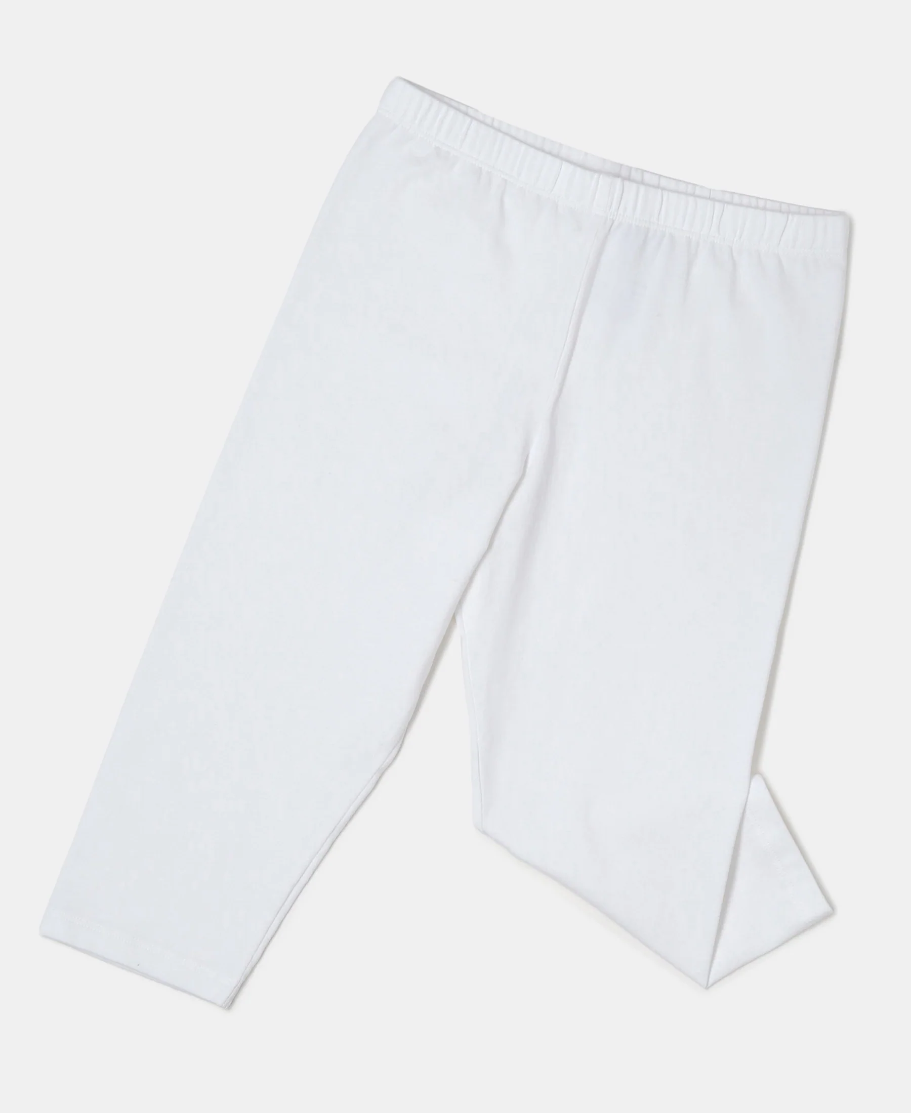 Girl's Super Combed Cotton Elastane Stretch Capri - White - Image 4