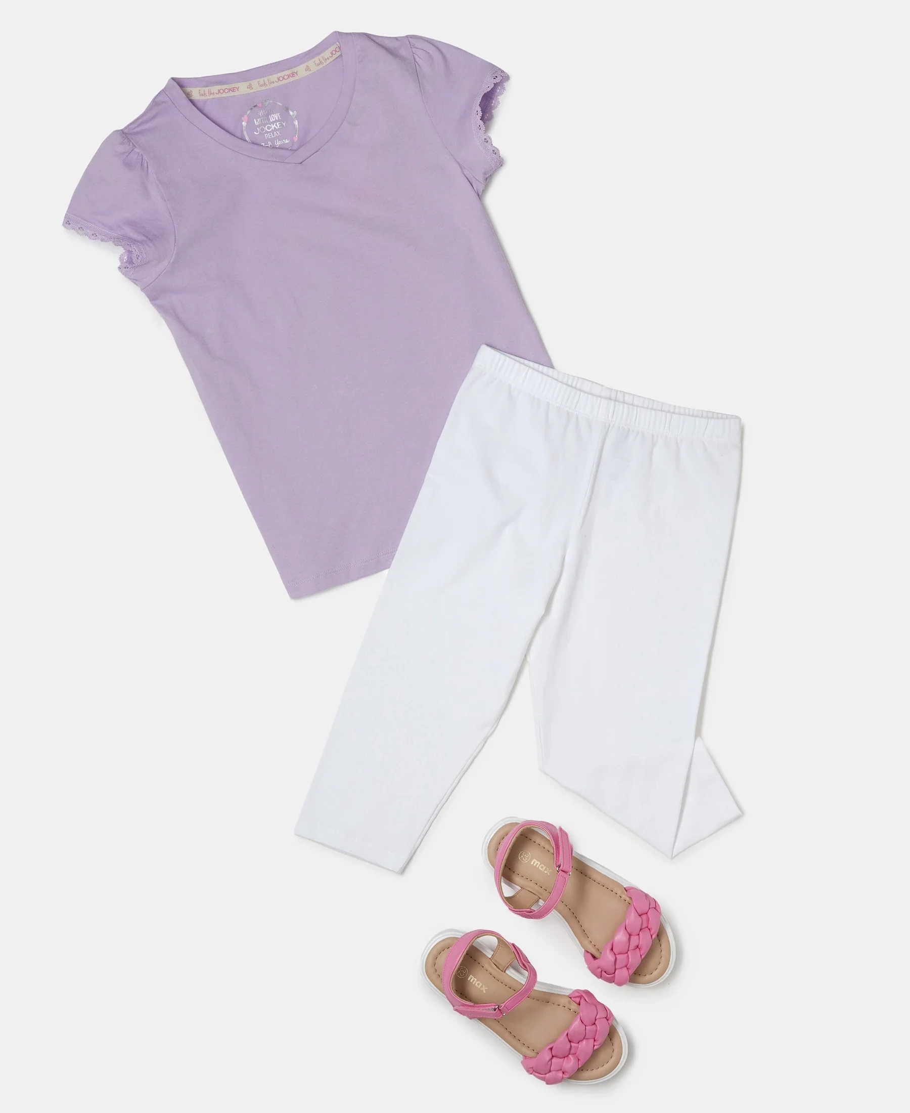 Girl's Super Combed Cotton Elastane Stretch Capri - White - Image 5