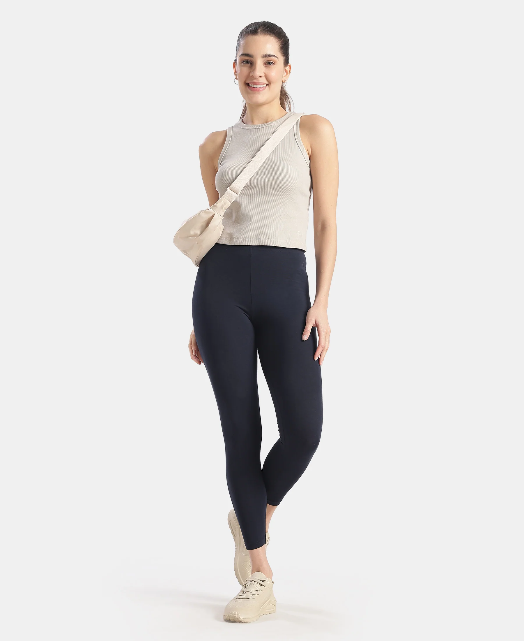 Super Combed Cotton Elastane Stretch Leggings with Ultrasoft Waistband - Cosmic Sapphire - Image 4