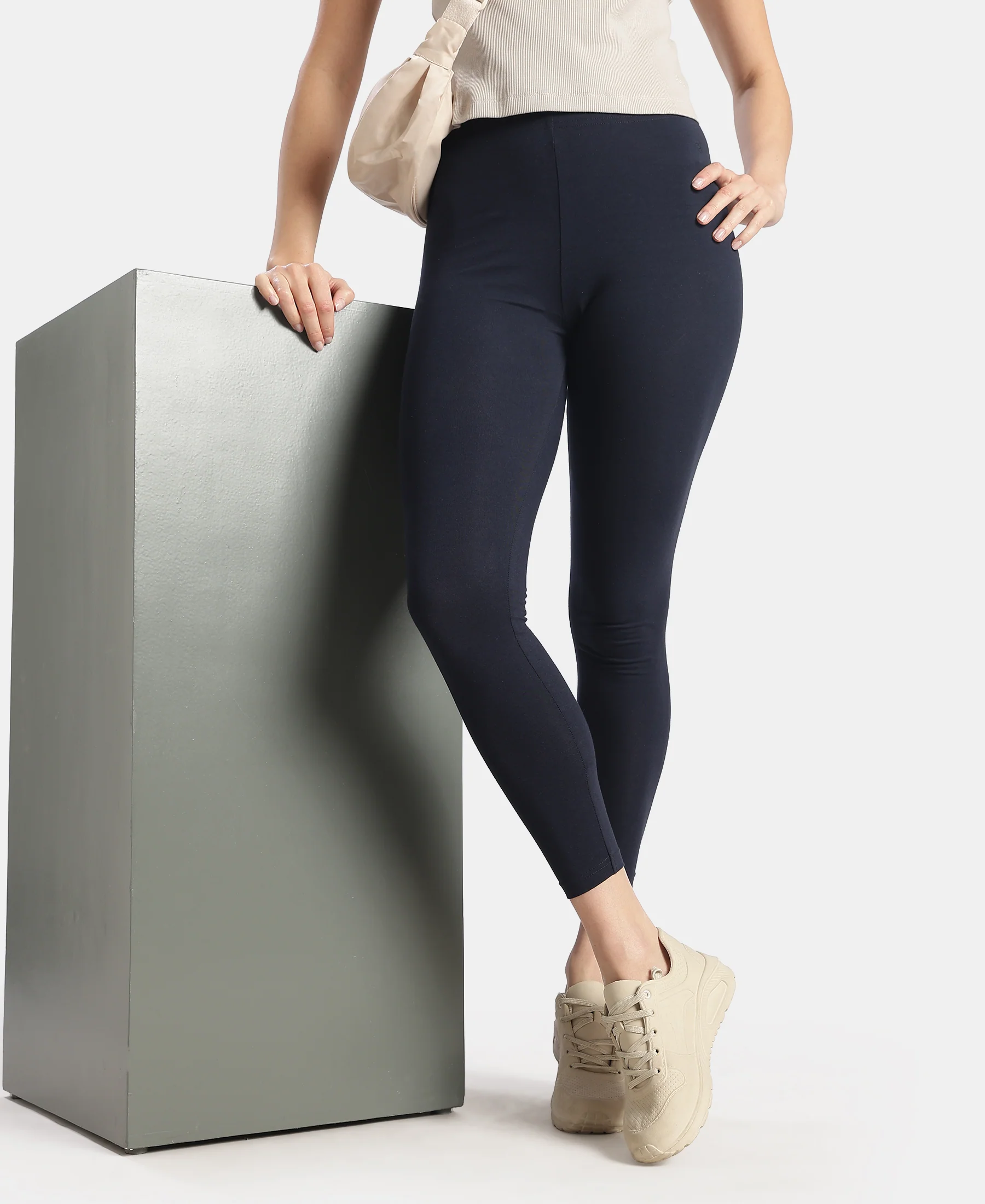 Super Combed Cotton Elastane Stretch Leggings with Ultrasoft Waistband - Cosmic Sapphire - Image 5
