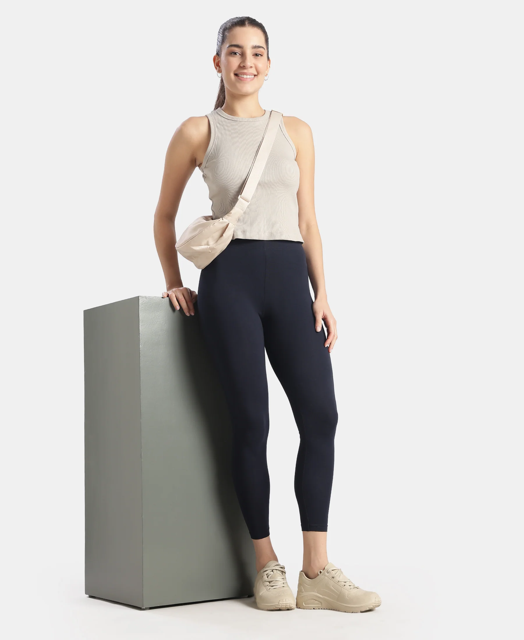 Super Combed Cotton Elastane Stretch Leggings with Ultrasoft Waistband - Cosmic Sapphire - Image 6
