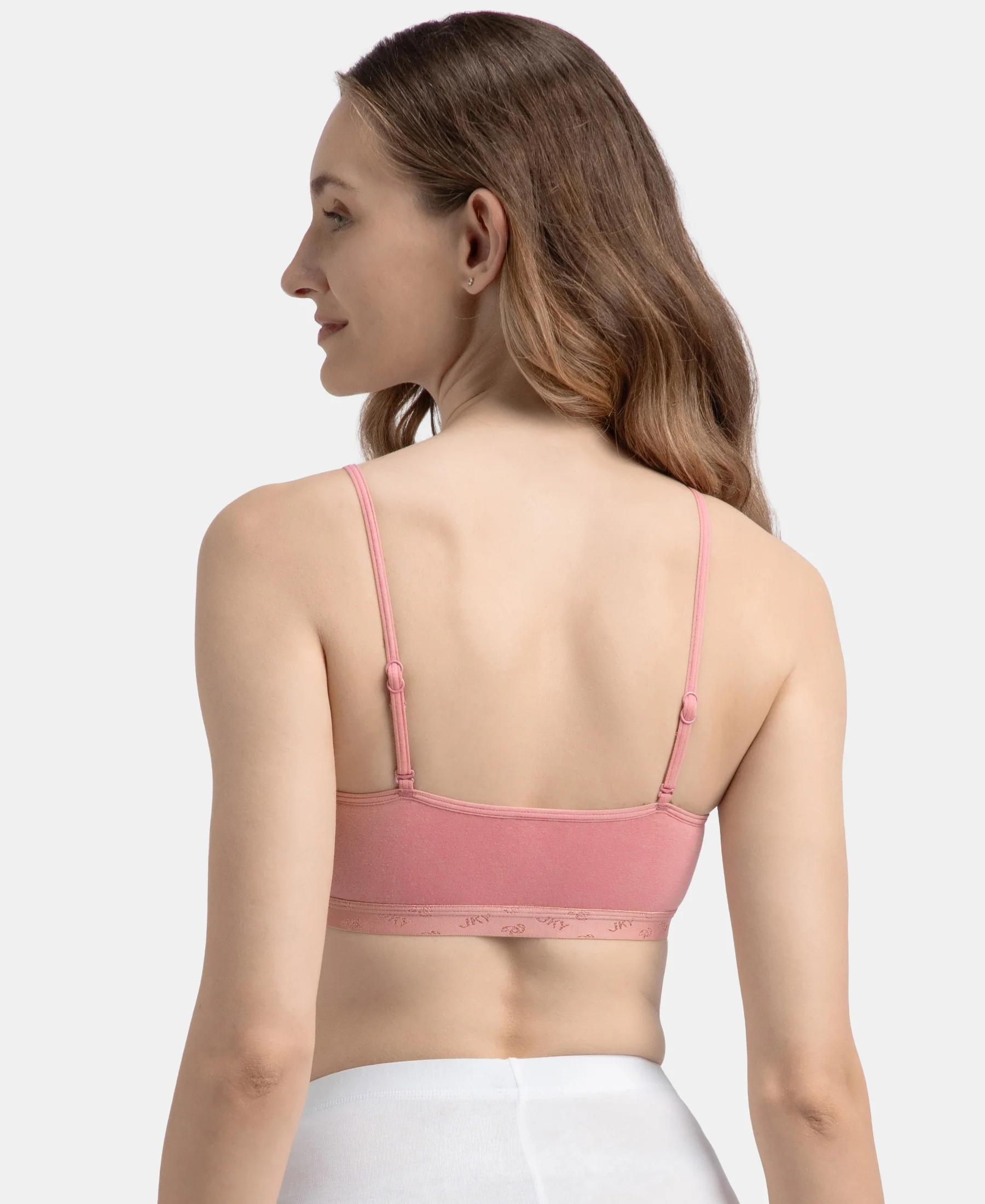 Super Combed Cotton Elastane Stretch Multiway Styled Crop Top With Adjustable Straps and StayFresh Treatment - Rose - Image 3
