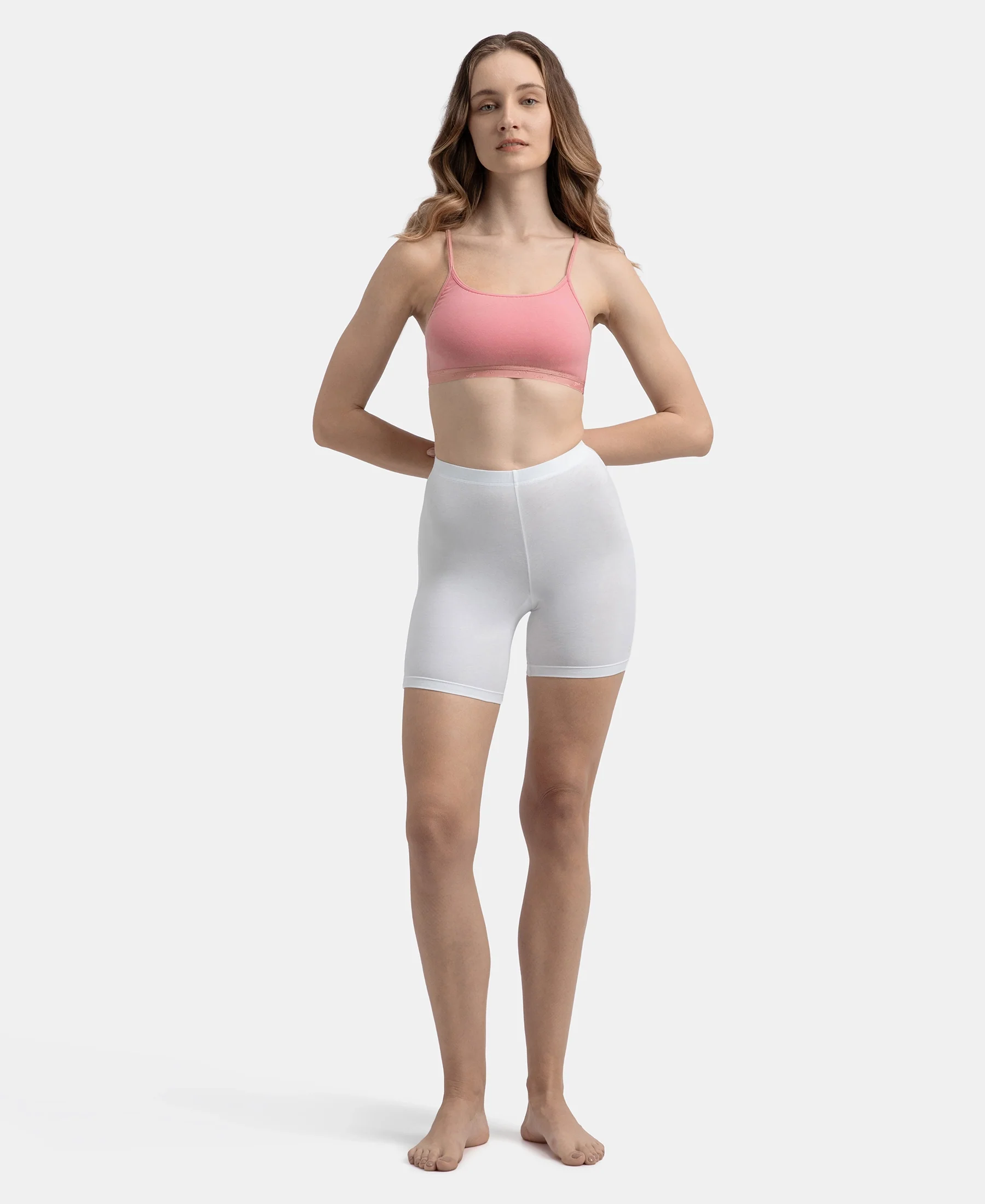 Super Combed Cotton Elastane Stretch Multiway Styled Crop Top With Adjustable Straps and StayFresh Treatment - Rose - Image 4